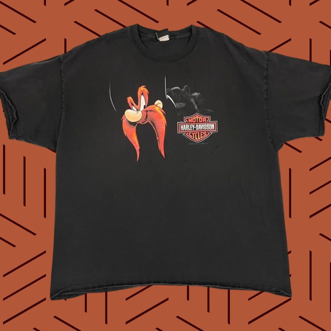 Harley Davidson Harley Davidson Shirt Mens 3XL Faded Black Double Sided Yosemite Sam Looney Tune Size US XXL / EU 58 / 5 - 1 Thumbnail