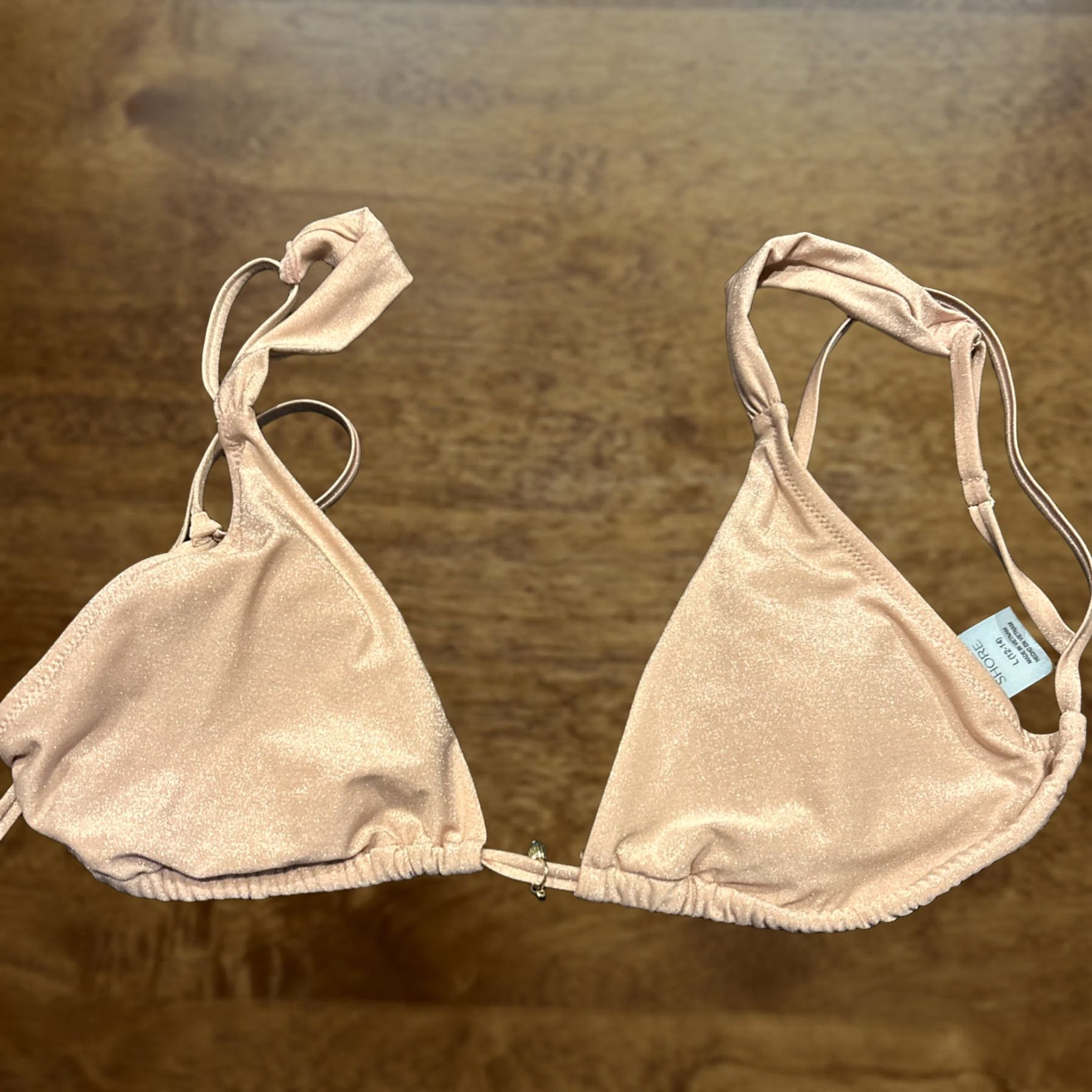 Vintage Shade & Shore Pink Bikini Top - Women’s L Spaghetti Strap Adjustable Solid Nylon Beach Patio Swimwear Top Size L / US 10 / IT 46 - 1 Thumbnail