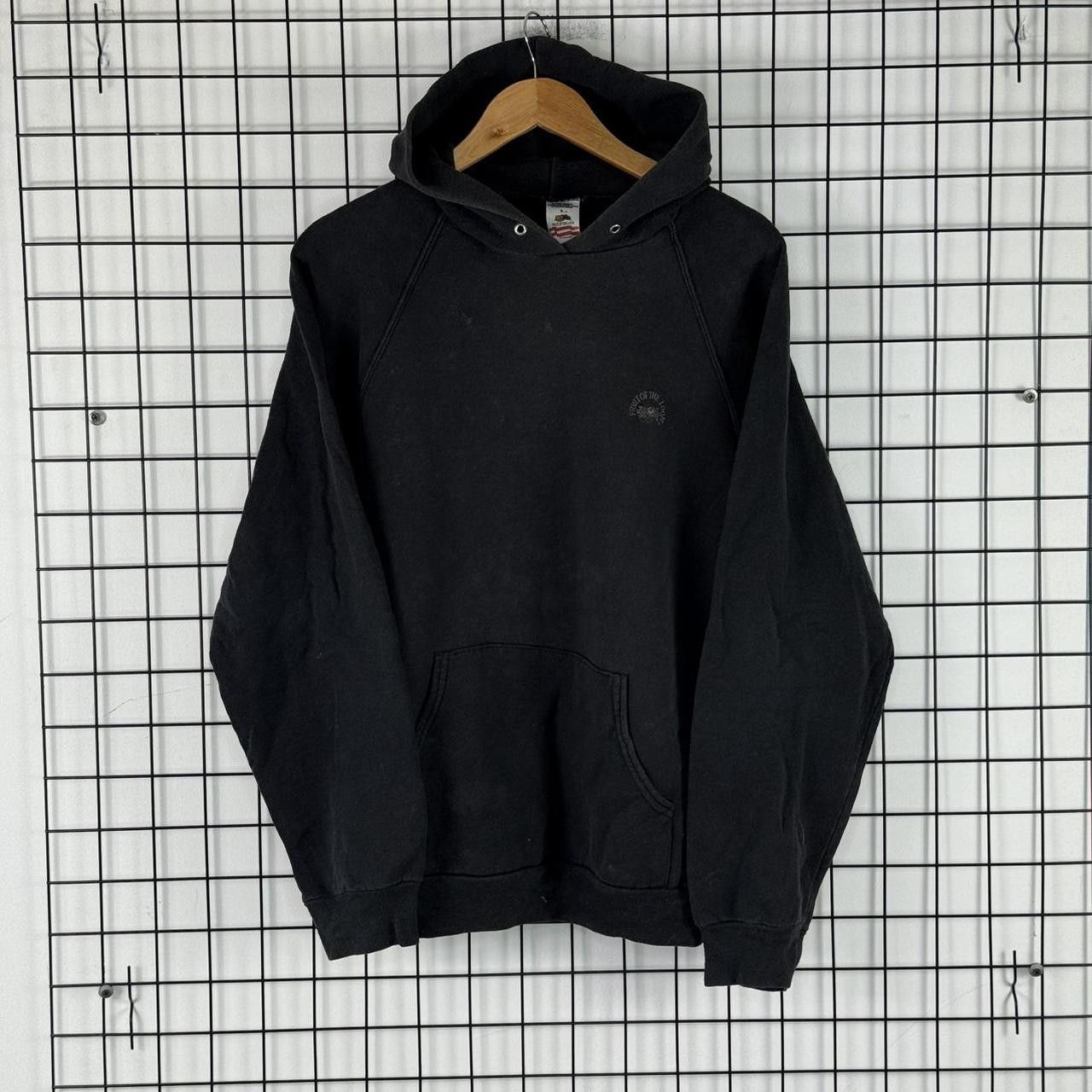 Vintage Fruit of the loom FOTL Hoodie Black Vintage 90s BLANK Size US M / EU 48-50 / 2 - 1 Thumbnail