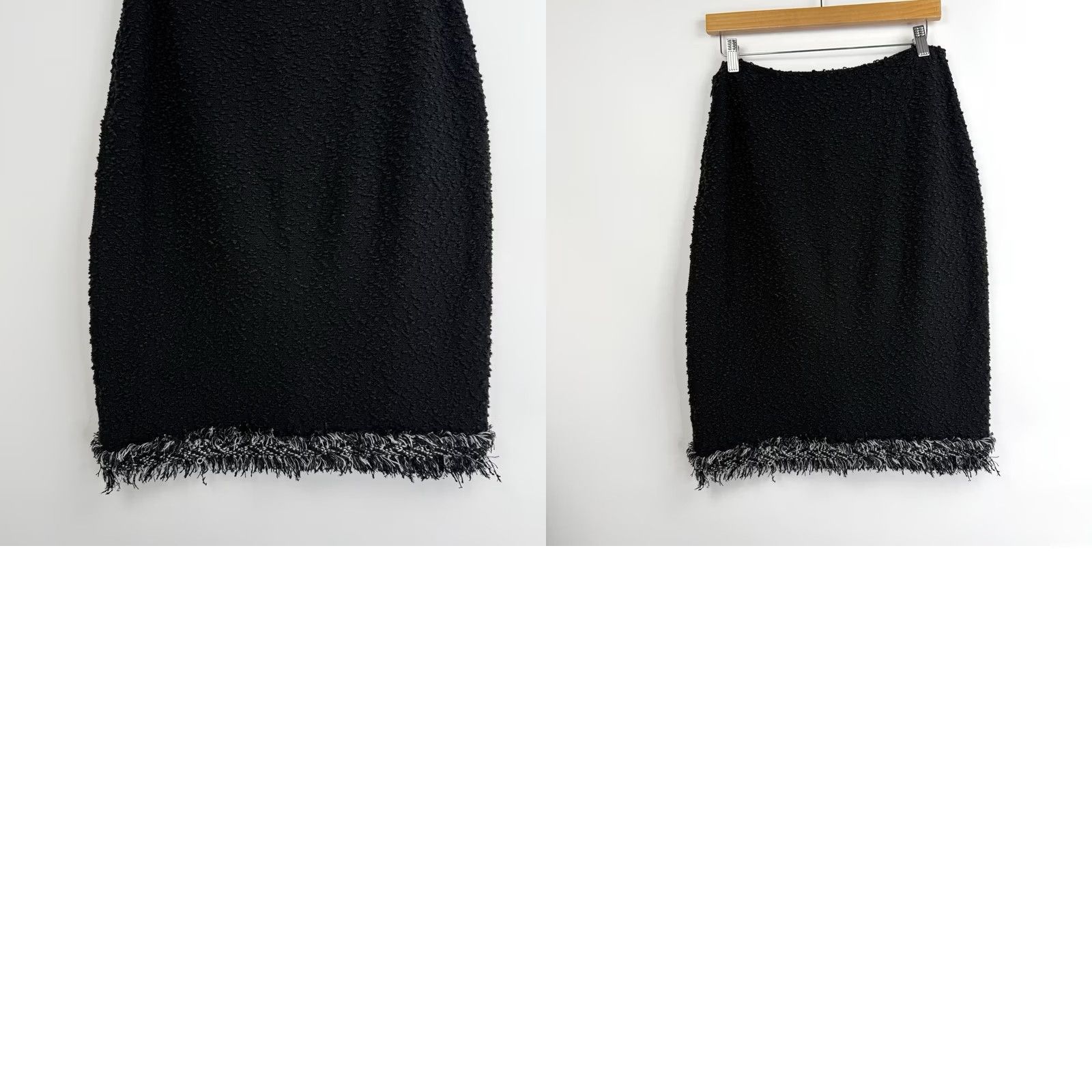 Vintage VINTAGE St John Skirt Womens 6 Black Knit Wool Rayon Zip Fringe A-Line Knee Length Womens Size 28" / US 6 / IT 42 - 8 Thumbnail
