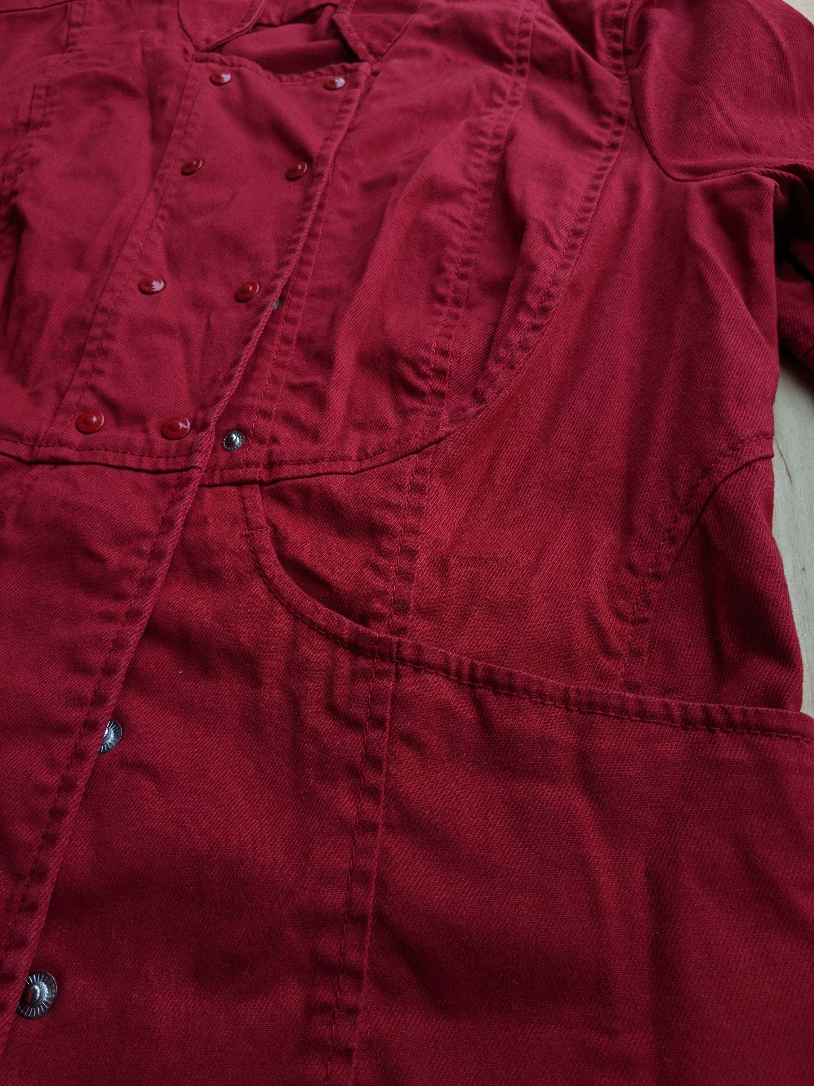 Armani Armani Exchage Red Denim Jacket Kimono Blazer Rundholz Dip Size L / US 10 / IT 46 - 7 Thumbnail