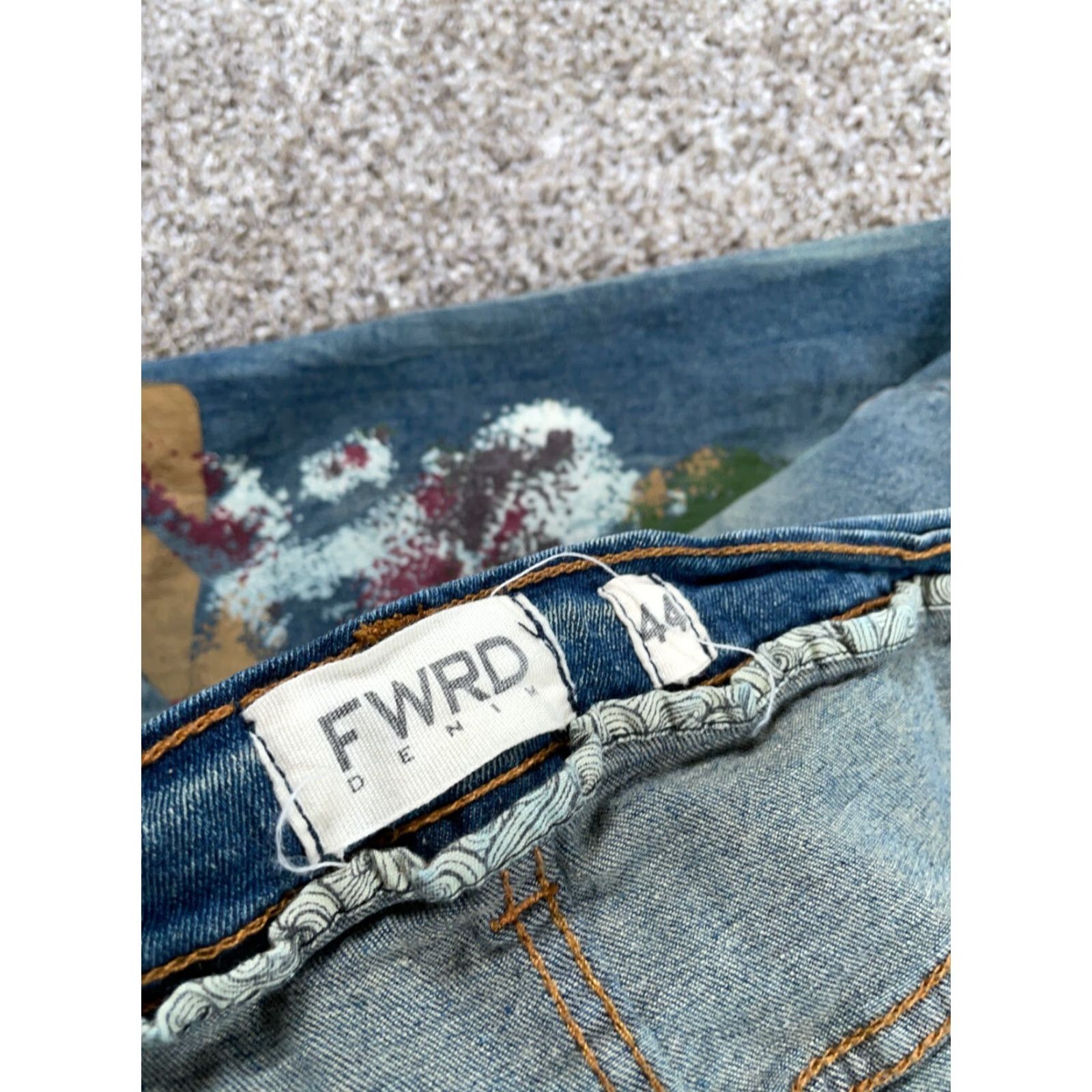 Denime VINTAGE FWRD Paint Splatter Denim Shorts Bermuda Mens 41 x 13 Blue 90s Hip Hop Retro, 44 Tag Men’s Regular Gender Mens Size US 41 - 3 Thumbnail