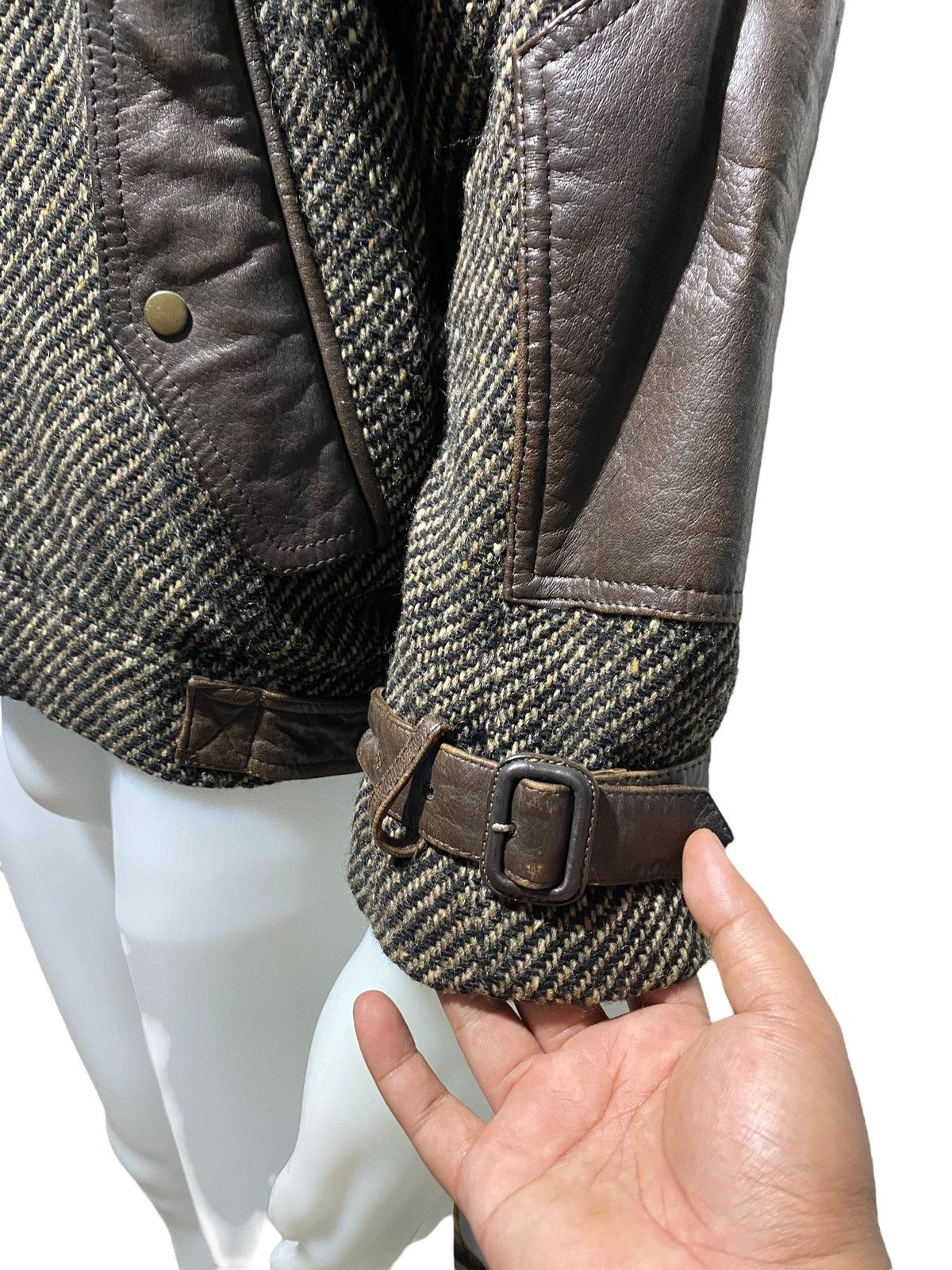 Vintage Vintage Rodex of London wool leather hybrid biker jacket Size US L / EU 52-54 / 3 - 5 Thumbnail