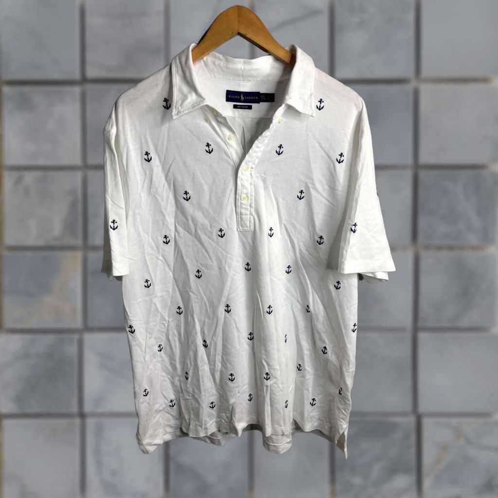 Ralph Lauren Ralph Lauren Polo Shirt Mens 2XL White Knit Oxford Embroidered Anchor Nautical Size US XXL / EU 58 / 5 - 1 Thumbnail