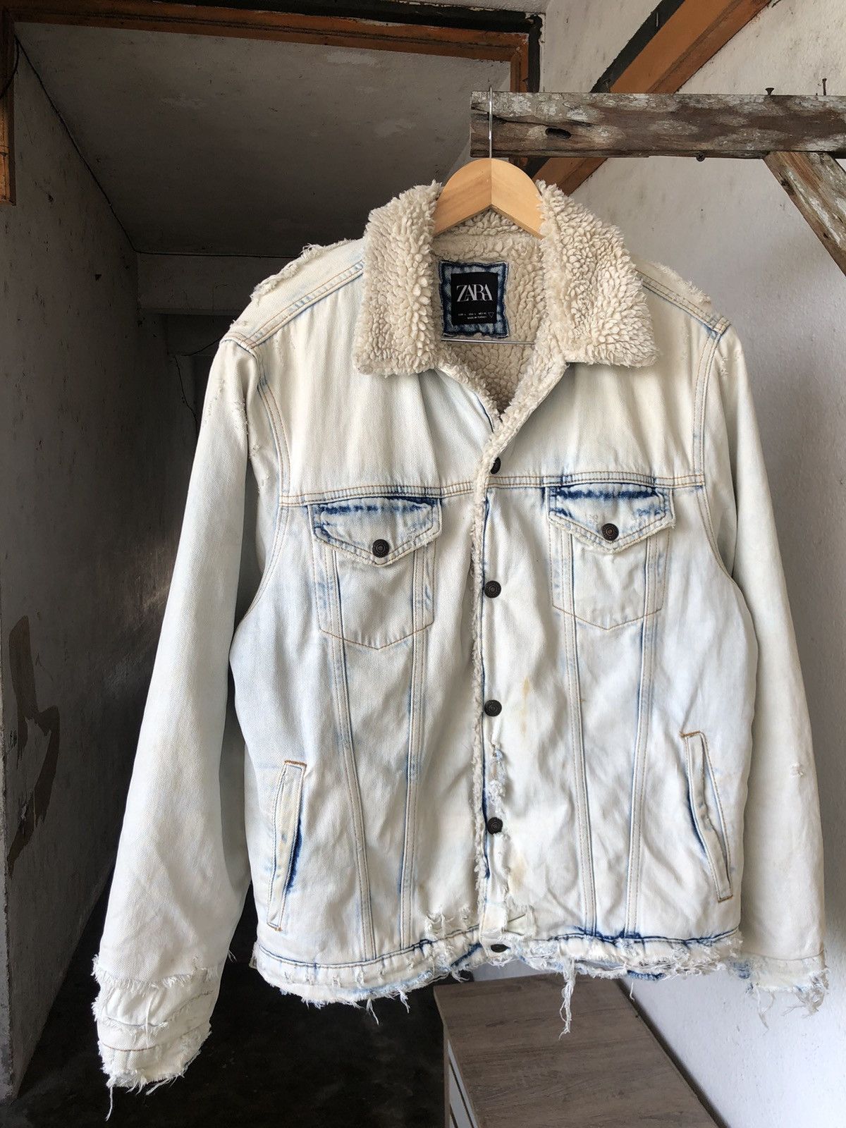 Zara 🔥Zara Distressed Punk Denim Sherpa Jacket If Six Was Nine Size US L / EU 52-54 / 3 - 3 Thumbnail