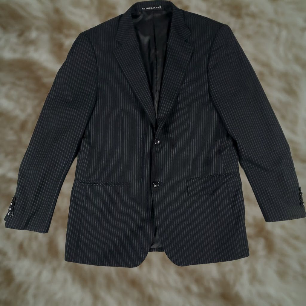 Giorgio Armani Giorgio Armani Jacket Blazer Mens Size 52 Black Fitted Super 180s Wool Italy Size 52R - 1 Thumbnail