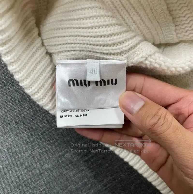 Miu Miu Miu Miu White Wool Cropped Sweater . Size L / US 10 / IT 46 - 4 Thumbnail