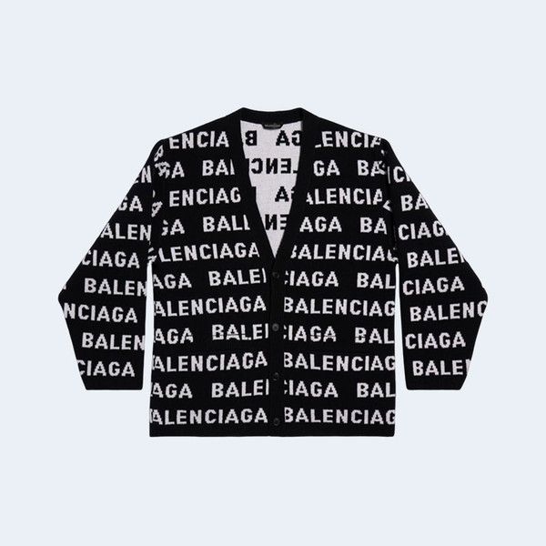 Balenciaga o1tr1nto0126 Bal Horizontal Allover Cardigan in Black Size XL / US 12-14 / IT 48-50 - 1 Thumbnail