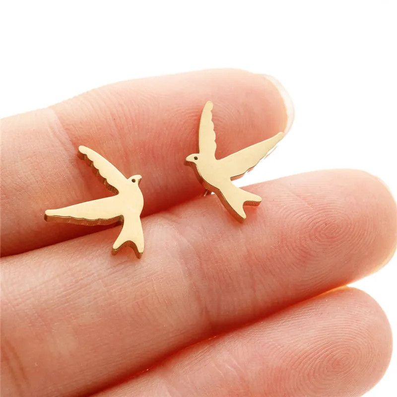 Jewelry Swallow Bird Mini Stud Earrings Charm Earring Gift Size ONE SIZE - 1 Thumbnail