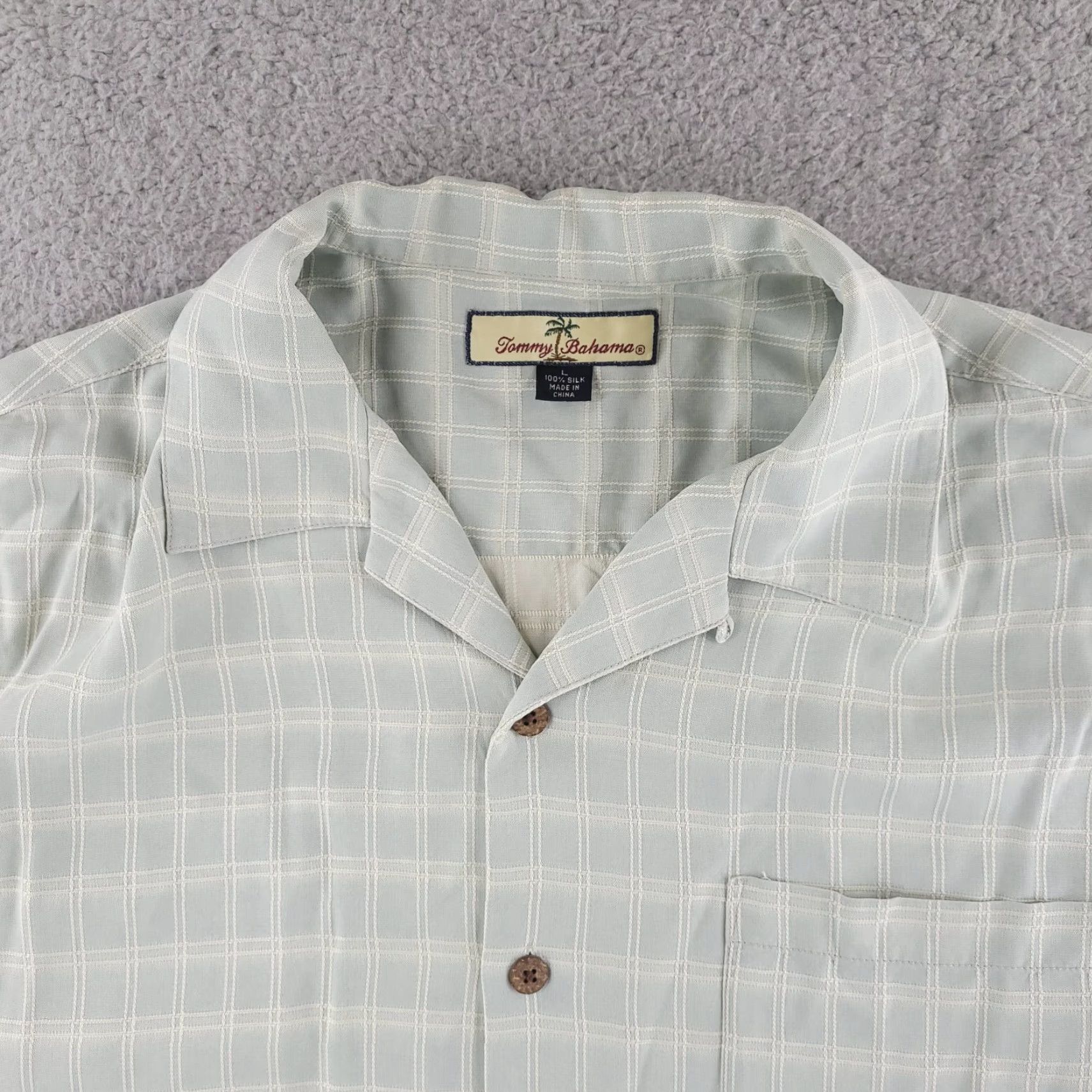 Tommy Bahama Tommy Bahama Shirt Mens Large Silk Green Short Sleeve Button-Up Textured Size US L / EU 52-54 / 3 - 4 Thumbnail