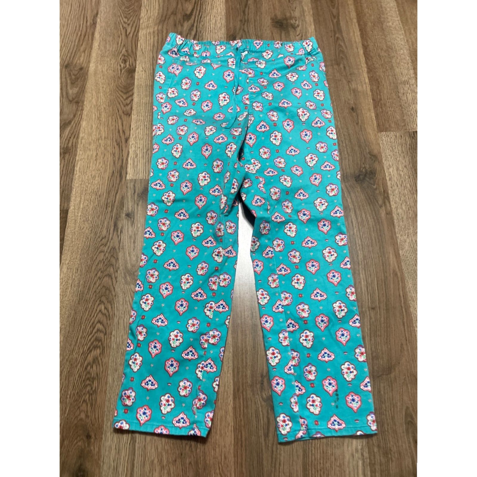 Uniqlo Uniqlo Pants Women's 12 Blue Pink Pull On Tie Waist Flat Front Ankle Straight Casual Dry Clean? (No, keep original): Size 34" / US 12 / IT 48 - 2 Thumbnail