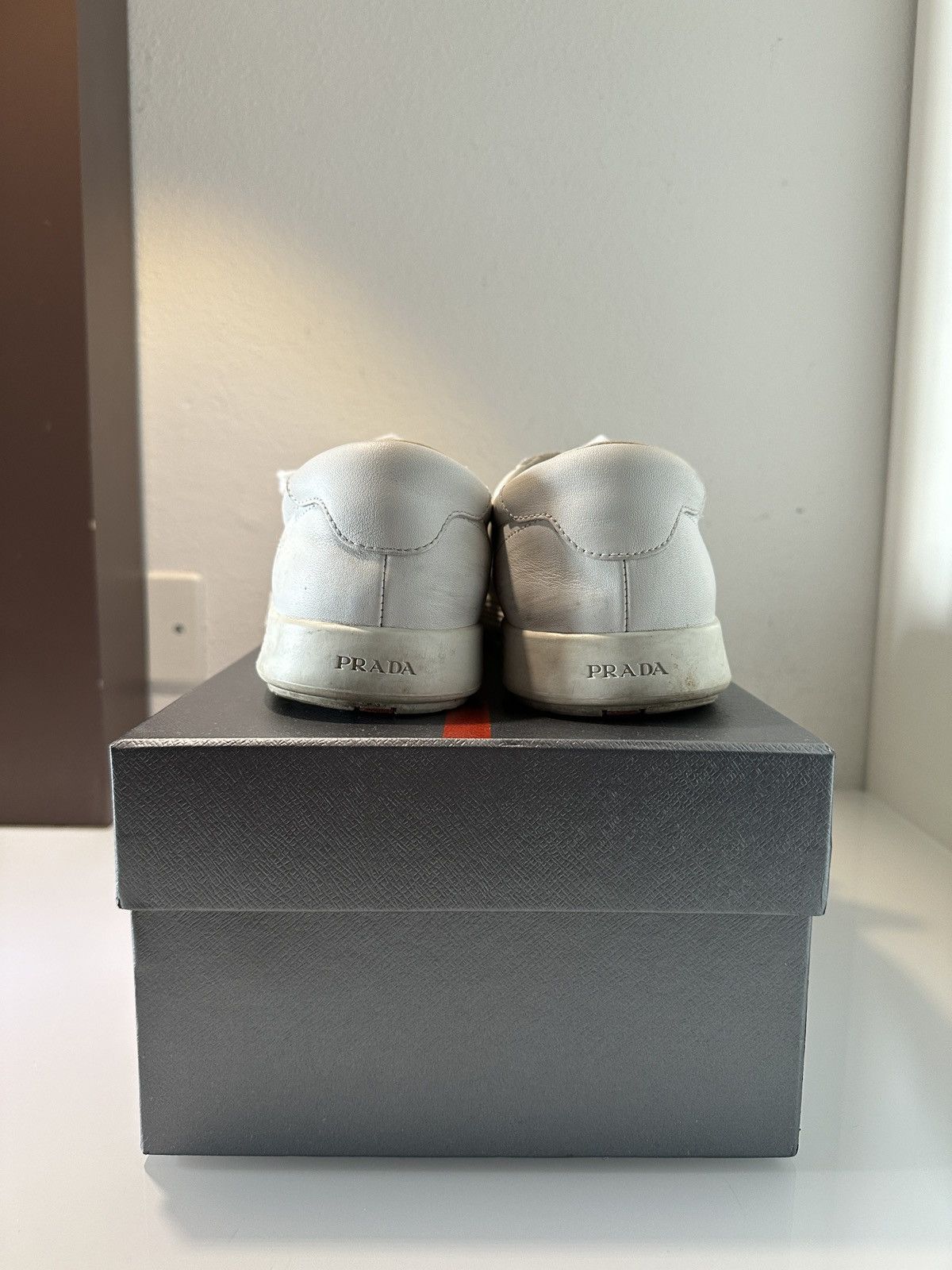 Prada Prada White Calf Leather Sneakers Size US 8 / EU 41 - 5 Thumbnail