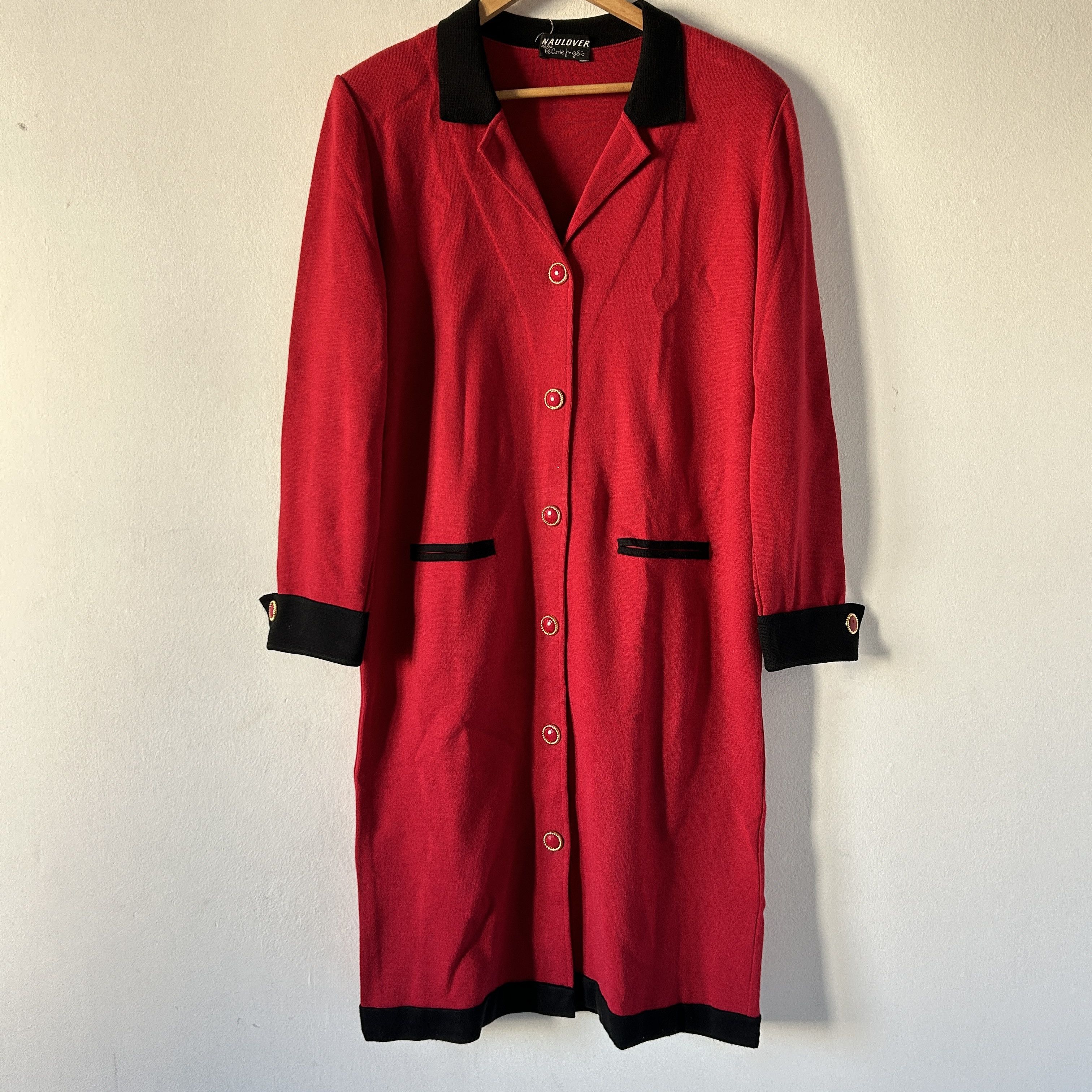 Vintage Vintage red wool shirt dress with black trim Size M / US 6-8 / IT 42-44 - 7 Thumbnail