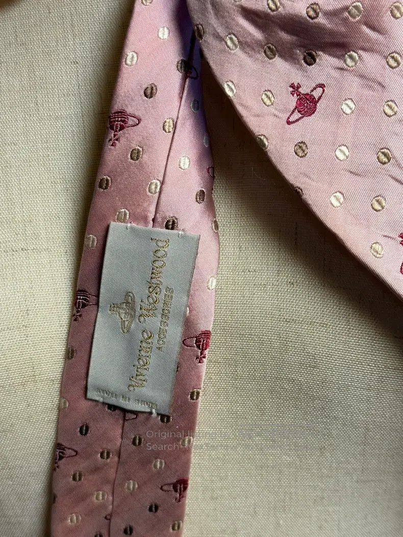Vivienne Westwood Vivienne Westwood Pink polka dot Saturn full print silk ti Size ONE SIZE - 3 Thumbnail