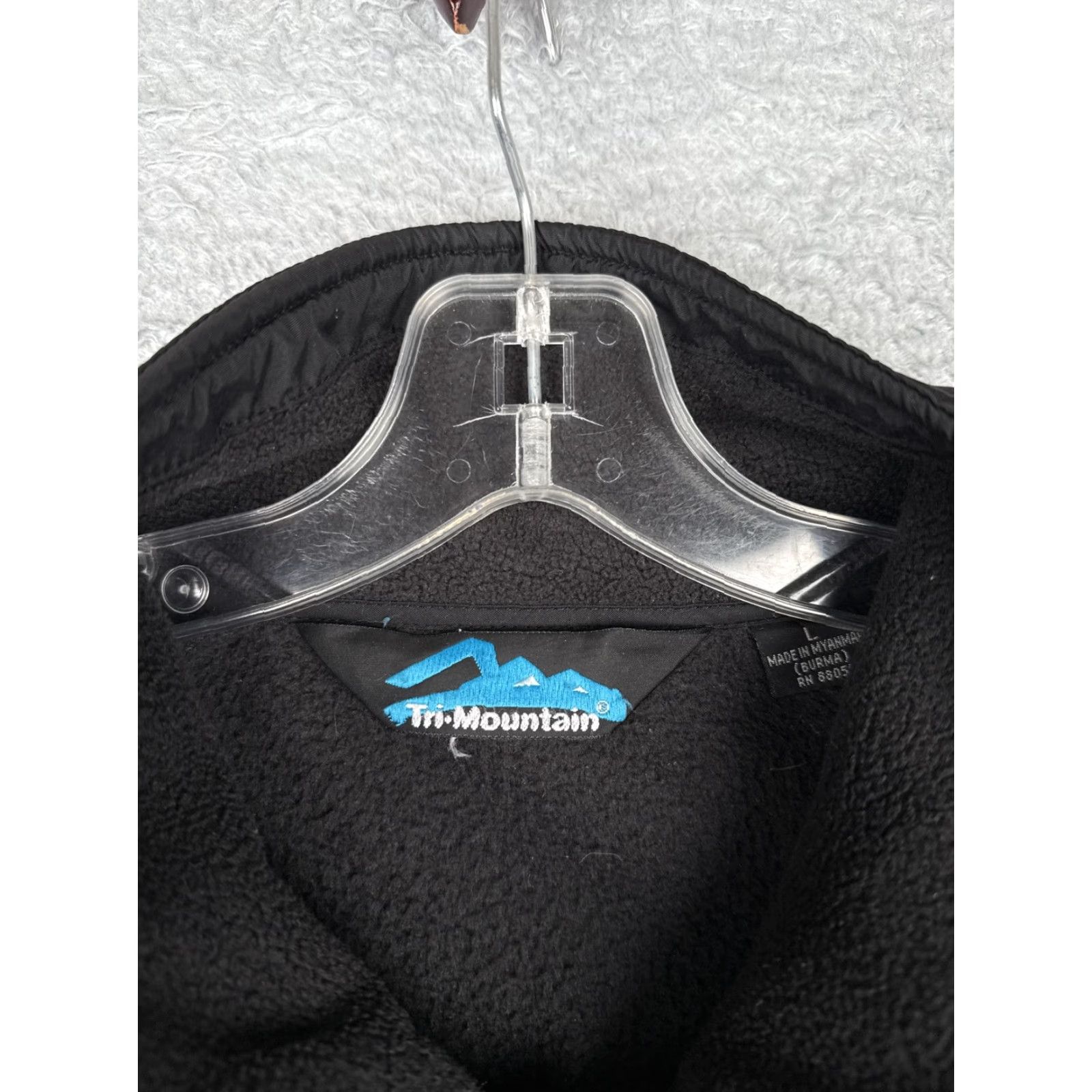 Vintage Tri-Mountain Jacket Mens Large Black Fleece Full Zip Stand Collar Pockets Raglan Size US L / EU 52-54 / 3 - 7 Thumbnail