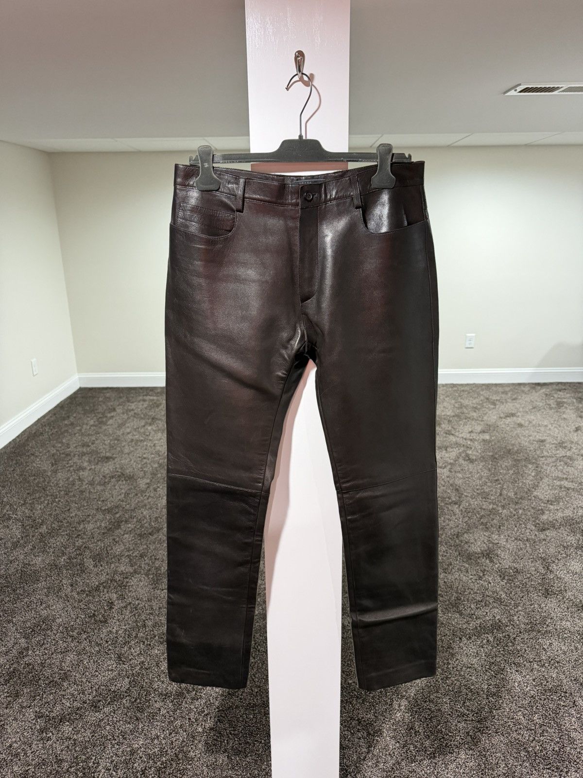 Prada Prada Vintage Dark Brown Leather Moto Pants Size US 32 / EU 48 - 8 Thumbnail