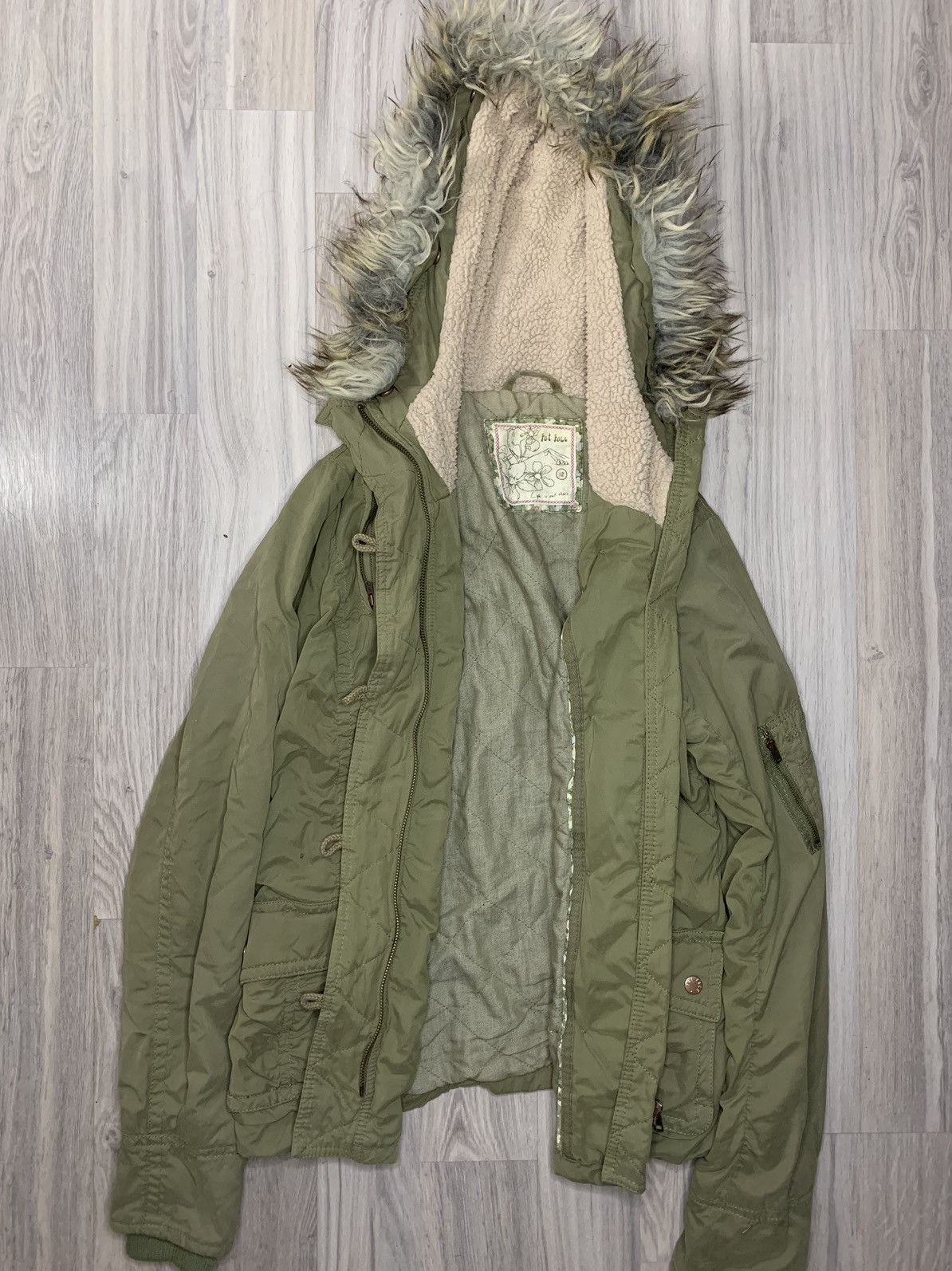 Military Y2K faux fur jacket Alpha Industries LGB Goa style