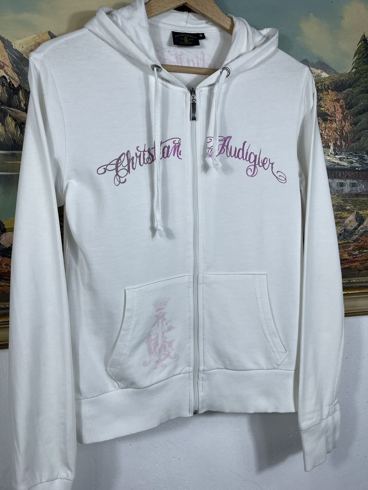 Christian Audigier × Ed Hardy × Vintage Ed Hardy Retro 00s Hoodie With Crystals Affliction Grunge Size M / US 6-8 / IT 42-44 - 5 Thumbnail