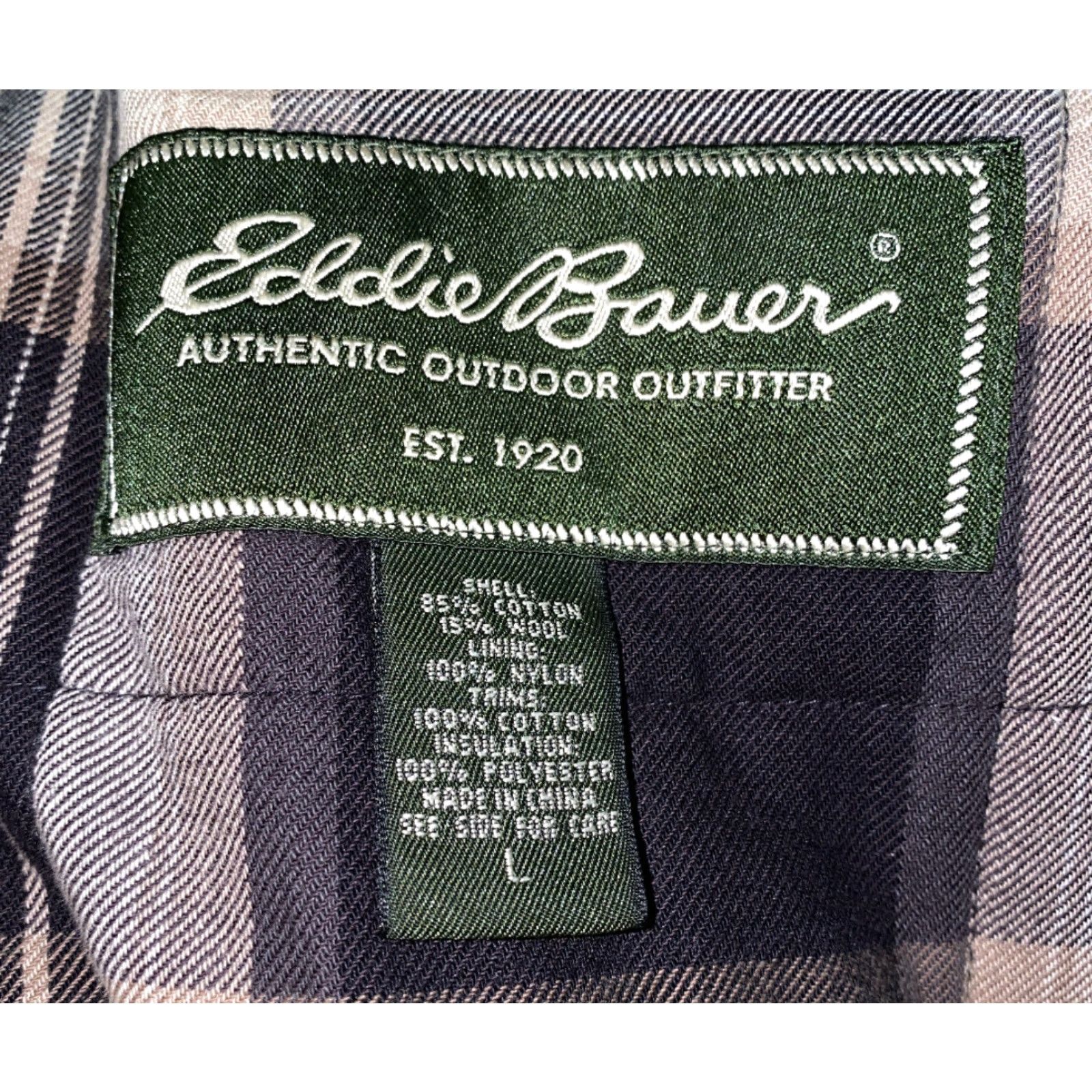 Eddie Bauer Eddie Bauer Mens Canvas Brown Plaid Lined Button Front Jacket Size L Size US L / EU 52-54 / 3 - 6 Thumbnail