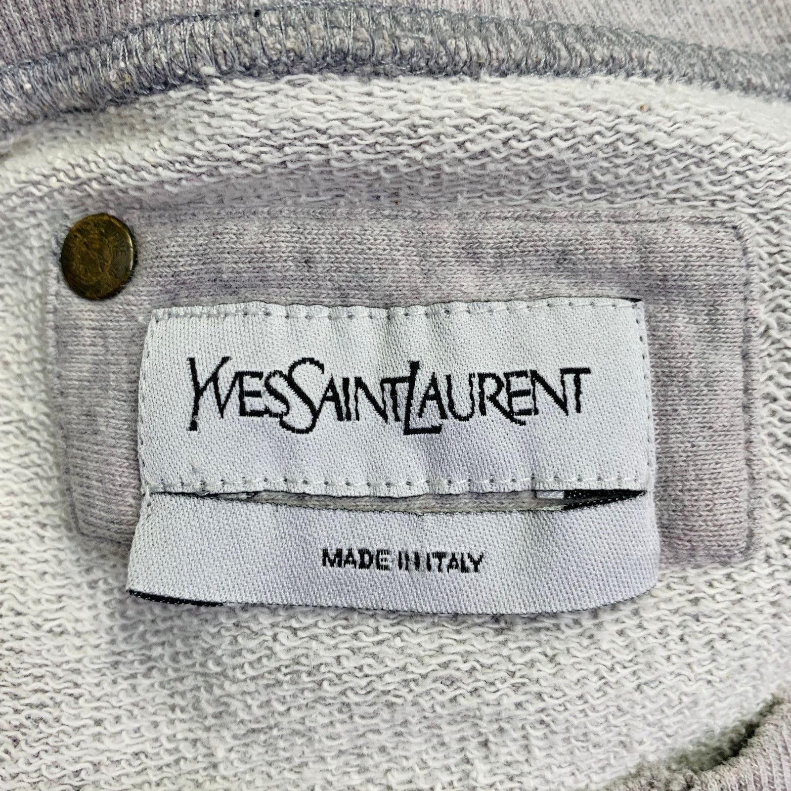 Yves Saint Laurent Size M Heather Grey Cotton Distressed Studded Sweatshirt Size US M / EU 48-50 / 2 - 8 Thumbnail
