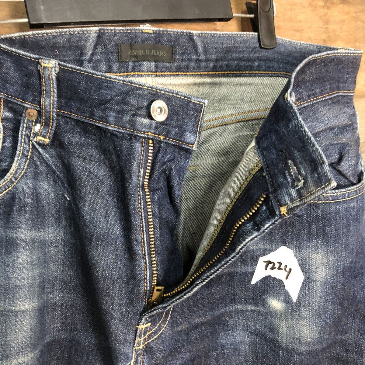 Japanese Brand Uniqlo Jeans Blue Distressed Denim Pants #7324 Size US 35 - 11 Thumbnail