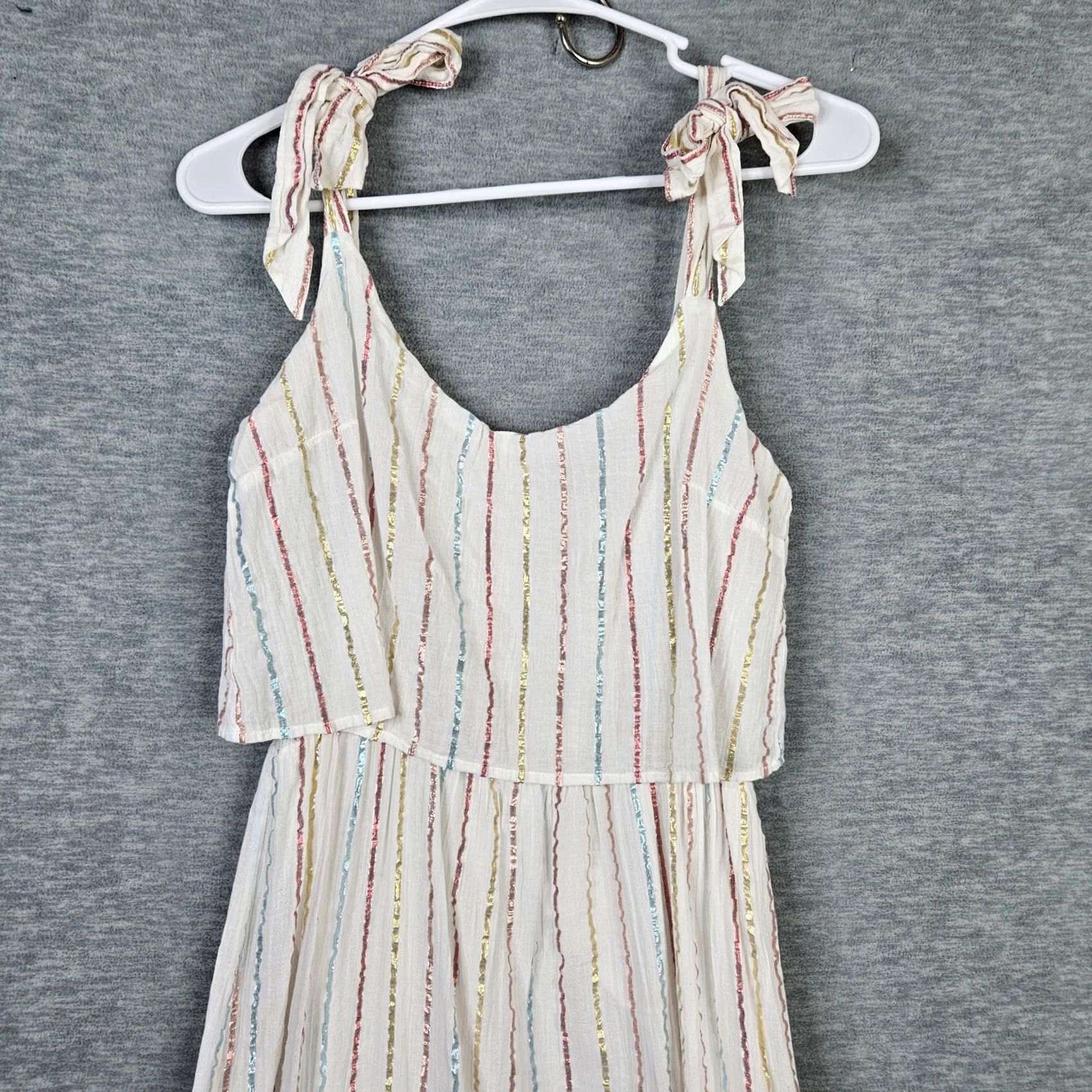 Zanerobe SEZANE Dress Maxi Striped Augusta Metallic Tie Shoulder V-Neck 34 Adult Womens Multicolor Mockup: Not Applicable Size XXS / US 00 / IT 34 - 6 Thumbnail