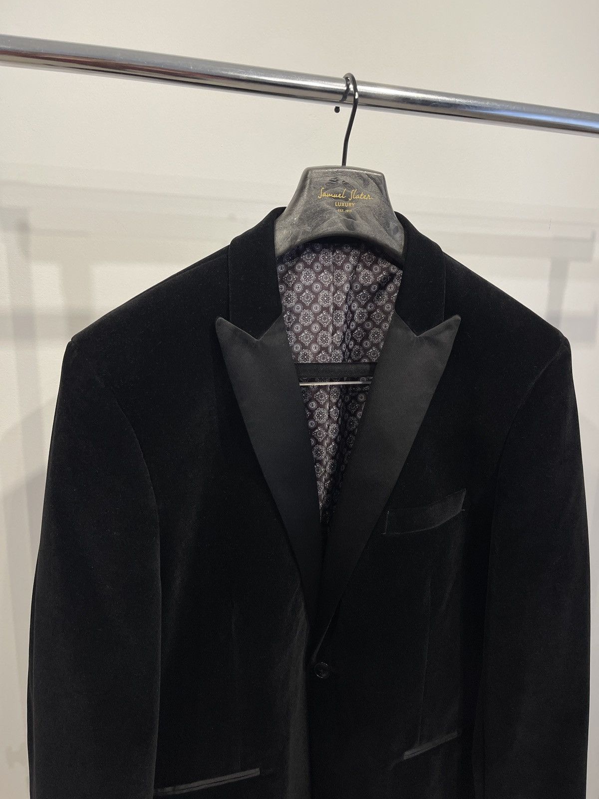 Vintage Velour velvet blazer classic jacket black racing green 54 Size 44R - 2 Thumbnail