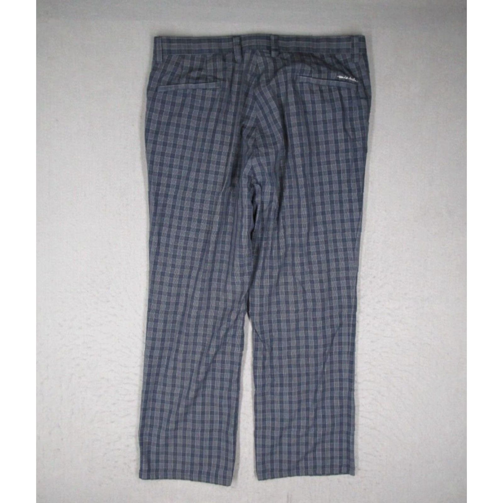 TravisMathew Travis Mathew Mens 36 Blue Plaid Chinos Pants Flat Front Golf Regular Fit Size US 36 / EU 52 - 7 Thumbnail