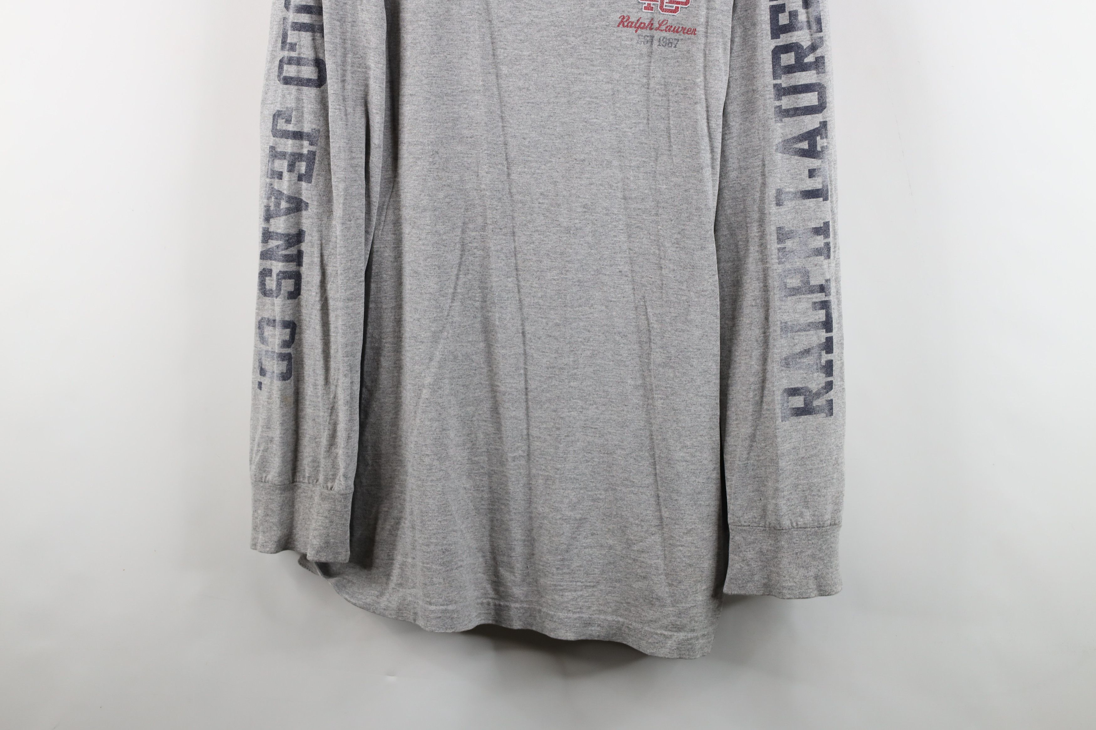 Ralph Lauren × Vintage Vintage 90s Ralph Lauren Spell Out Long Sleeve T-Shirt Gray Size US XL / EU 56 / 4 - 3 Thumbnail