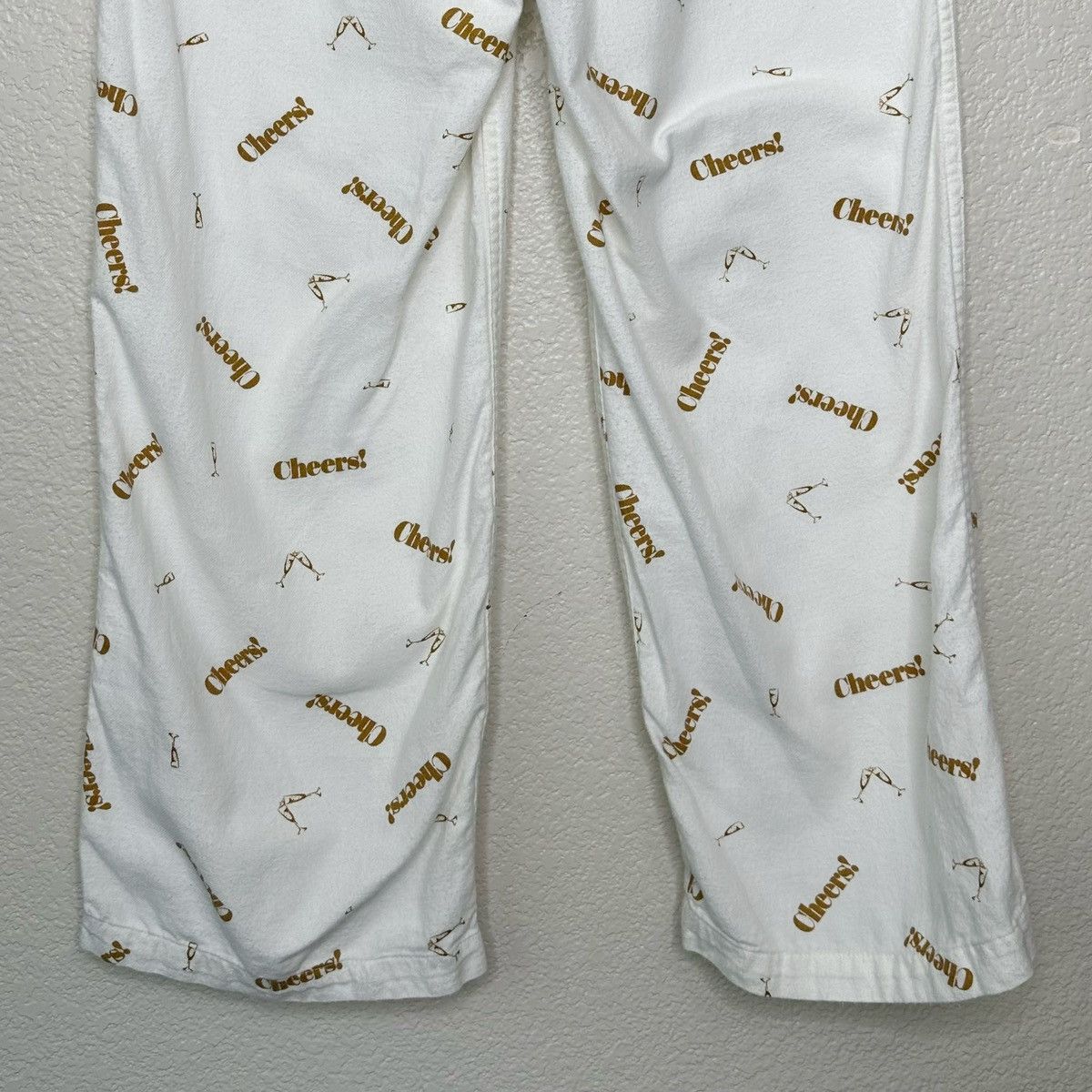 J.Crew J. Crew White “Cheers” Printed Flannel Pajama Pants Size 31" - 7 Thumbnail