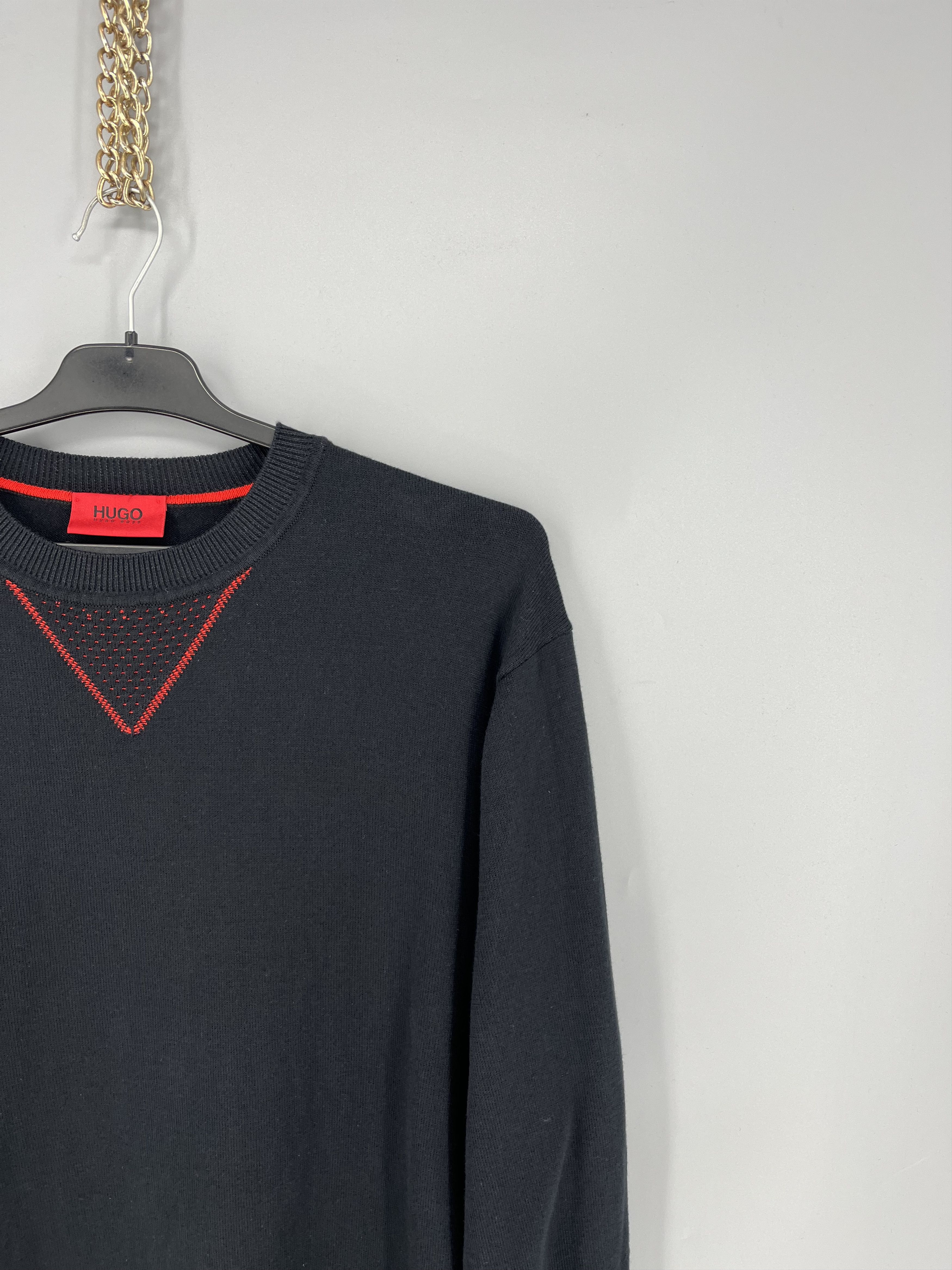 Hugo Boss HUGO BOSS Sdorito Sweater XL Black Red 100% Cotton Size US XL / EU 56 / 4 - 5 Thumbnail