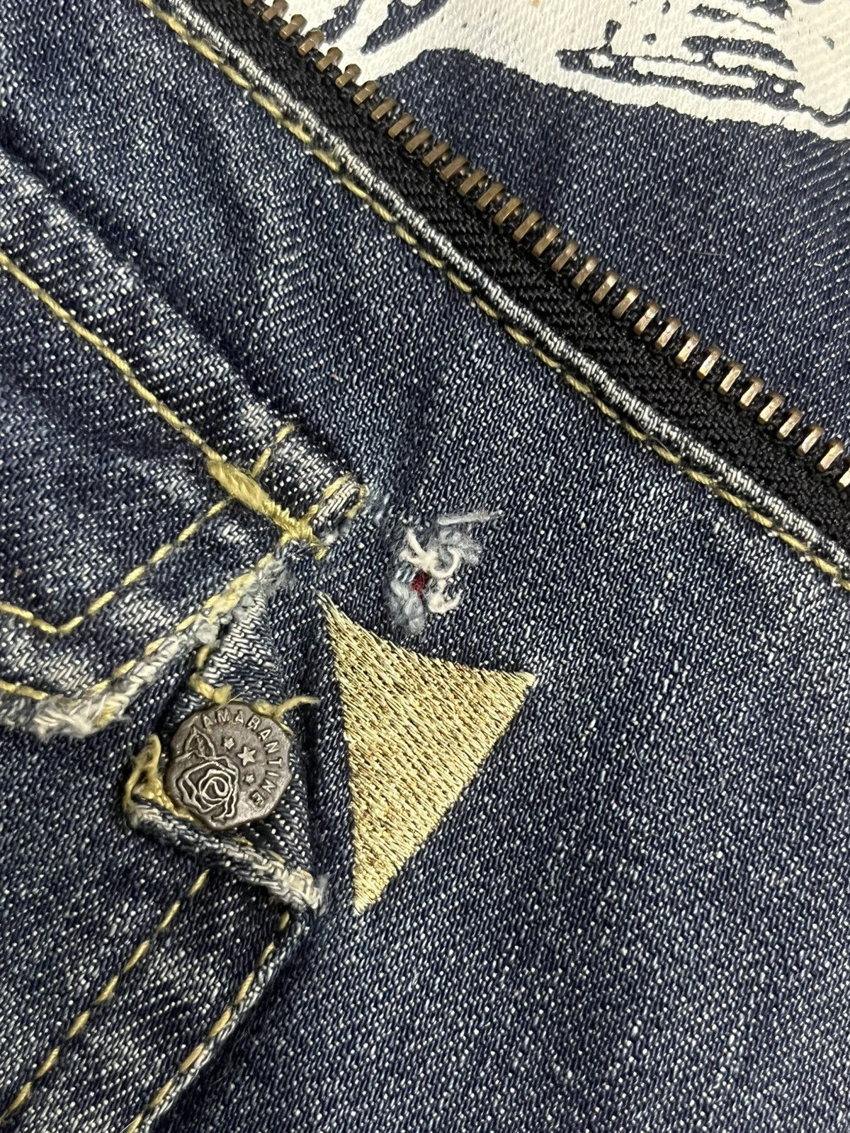 Ed Hardy Vintage Japanese Brand Amarantine Blue Washed Whisker Jeans Size US 34 / EU 50 - 9 Thumbnail