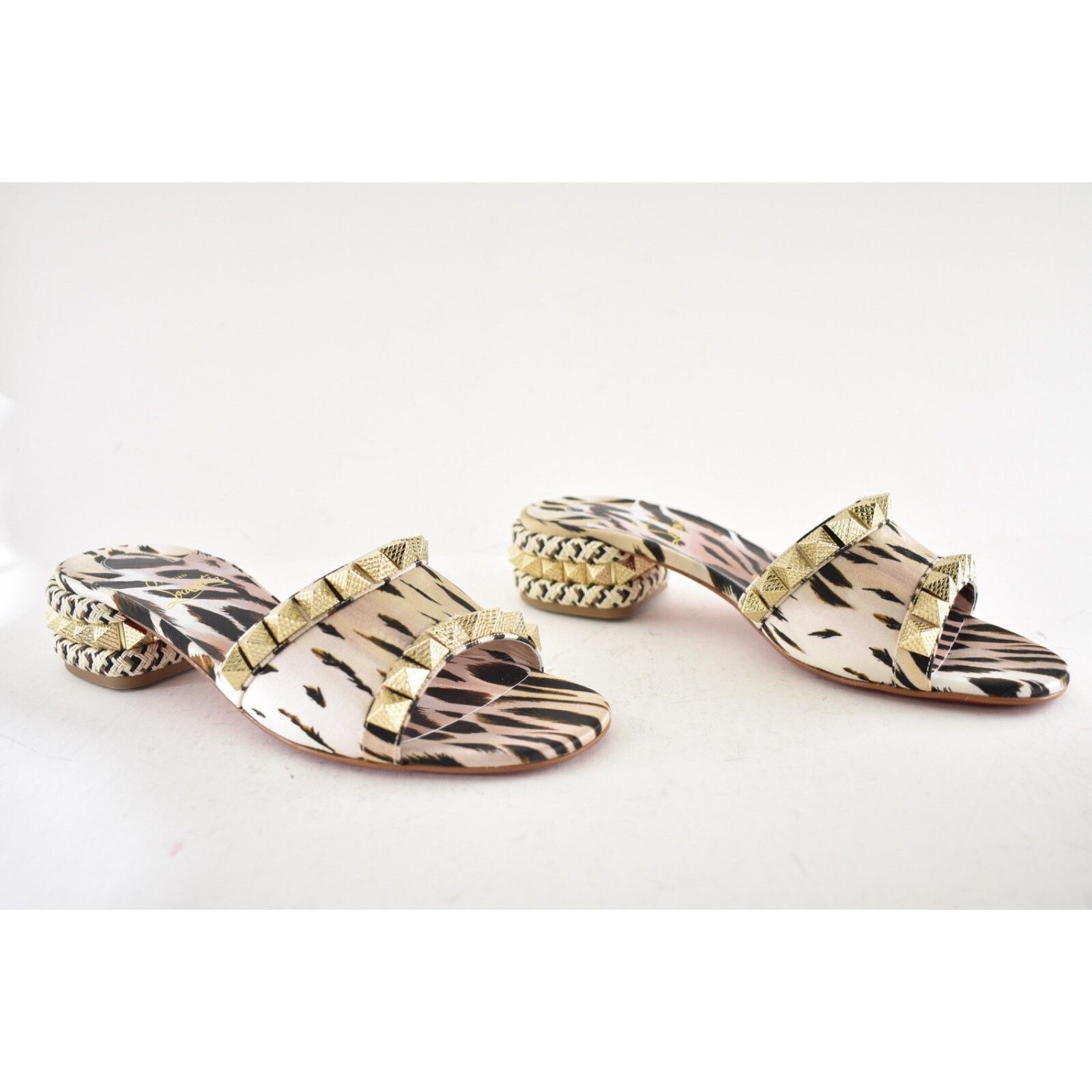 Christian Louboutin Christian Louboutin Pyramule 30 Leopard Gold Stud Block Size US 8.5 / IT 38.5 - 4 Thumbnail