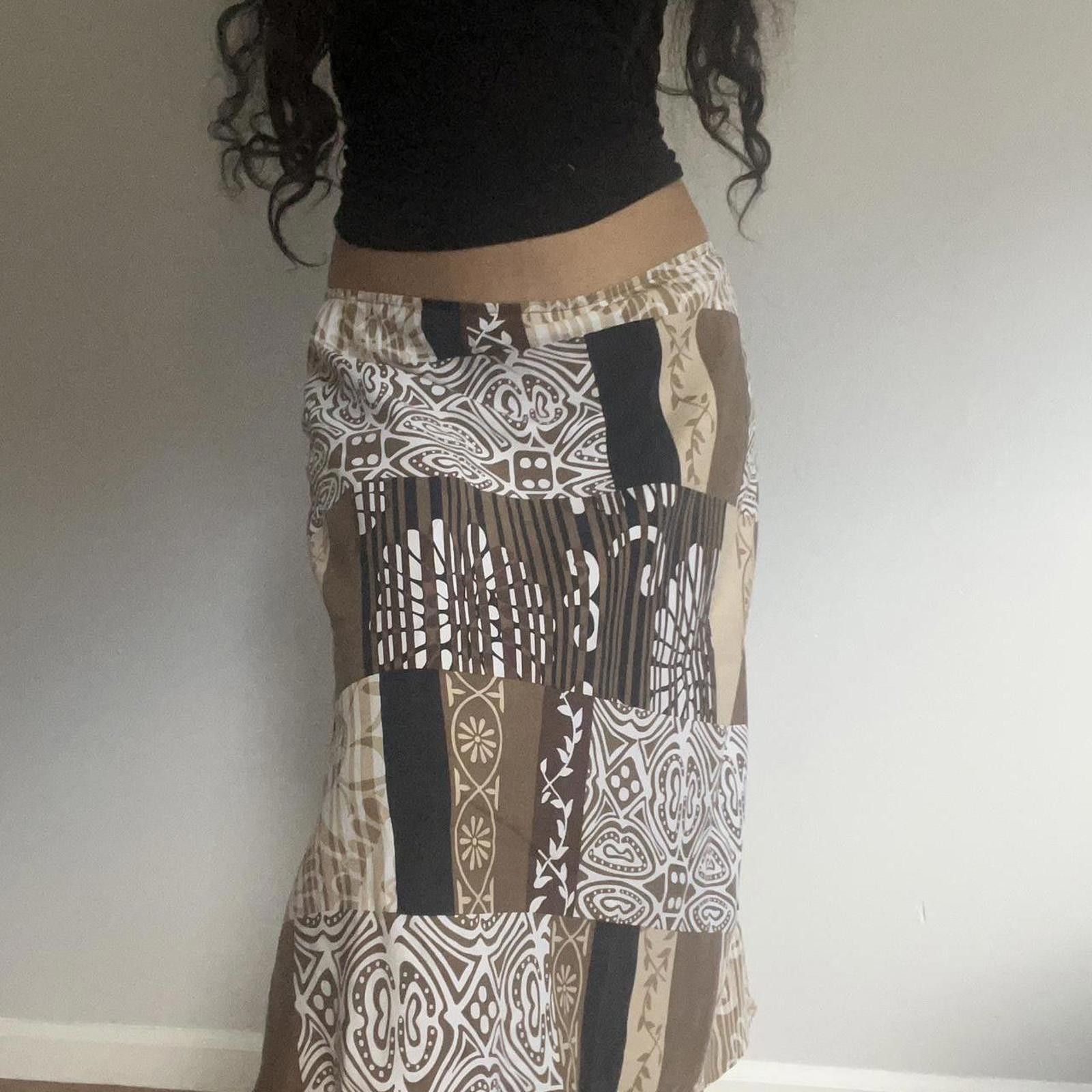 Other Brown and cream patchwork midi skirt Size 32" / US 10 / IT 46 - 1 Thumbnail