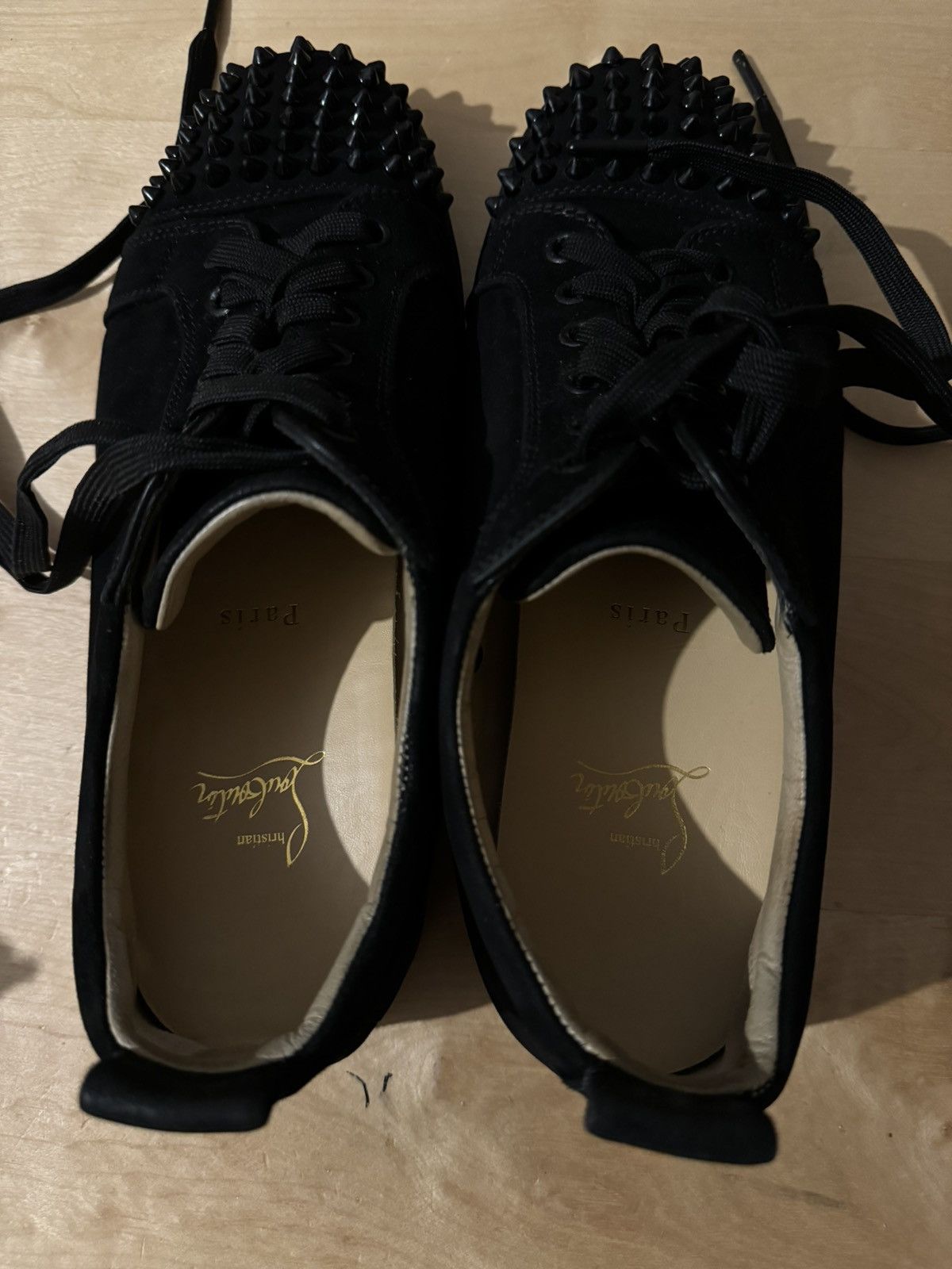 Christian Louboutin Junior Spikes Veau Velours Sneaker Black Size US 7 / EU 40 - 3 Thumbnail