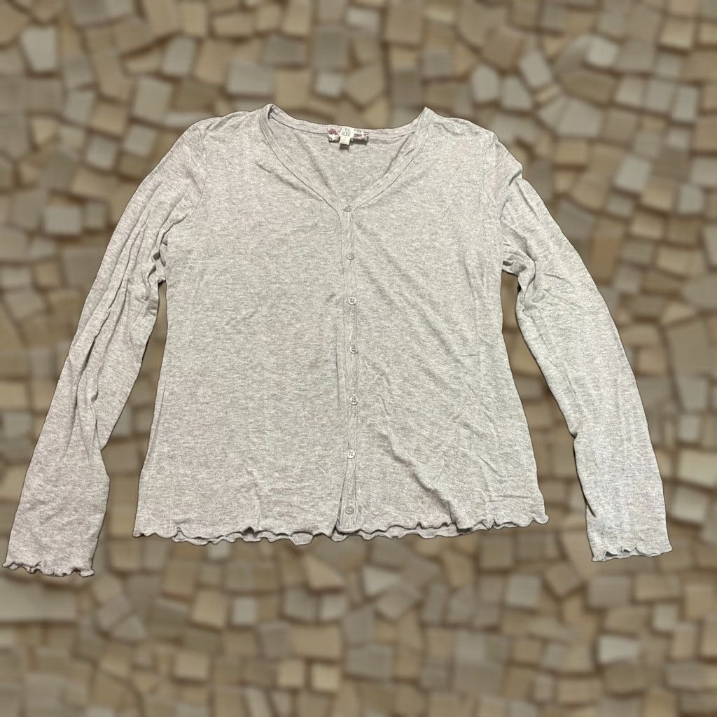 Vintage Pink Rose Sweater Shirt Womens Large Gray Long Sleeve Buttons Up Cardigan Size L / US 10 / IT 46 - 1 Thumbnail
