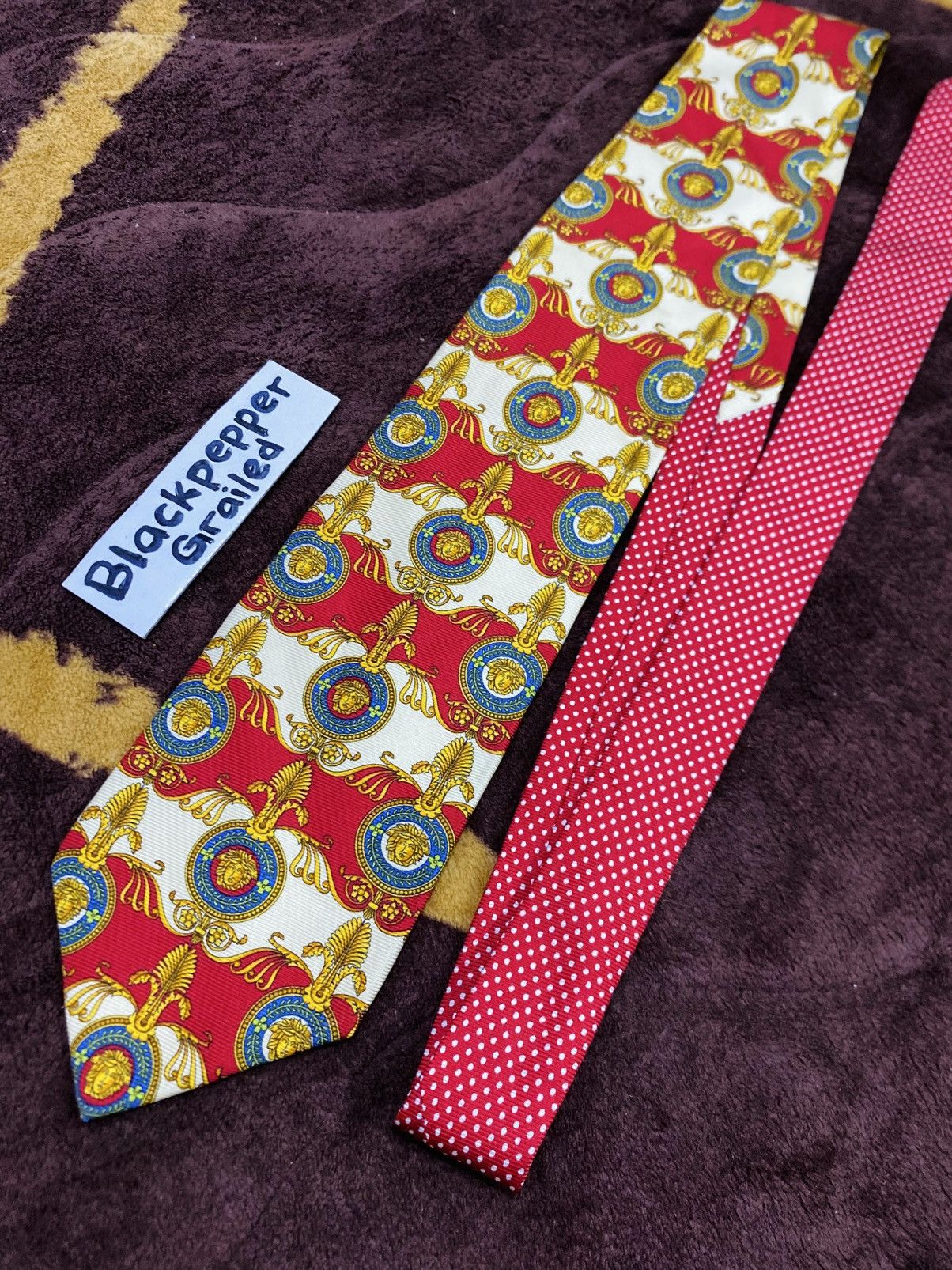 Versace Rare❤️‍🔥 Gianni Versace Baroque Medusa Logo Silk Tie Italy Size ONE SIZE - 2 Thumbnail