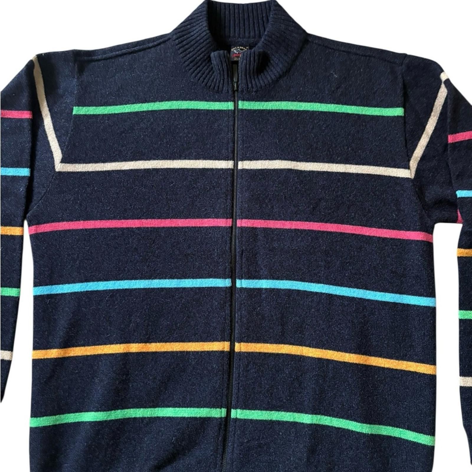 Paul & Shark Paul & Shark Yachting Italy 100% Wool Striped Zip Sweater Size US XL / EU 56 / 4 - 3 Thumbnail