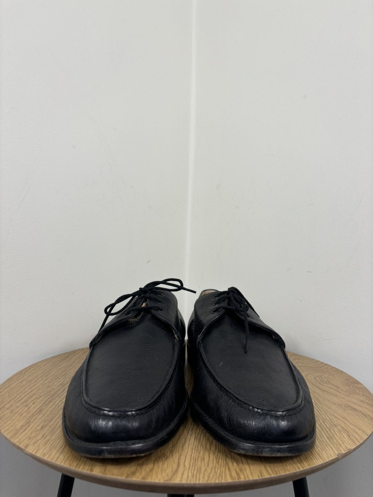 Gravati Gravati Vintage Black Leather Split-Toe Lace-Up Dress Shoes Size US 11.5 / EU 44-45 - 6 Thumbnail