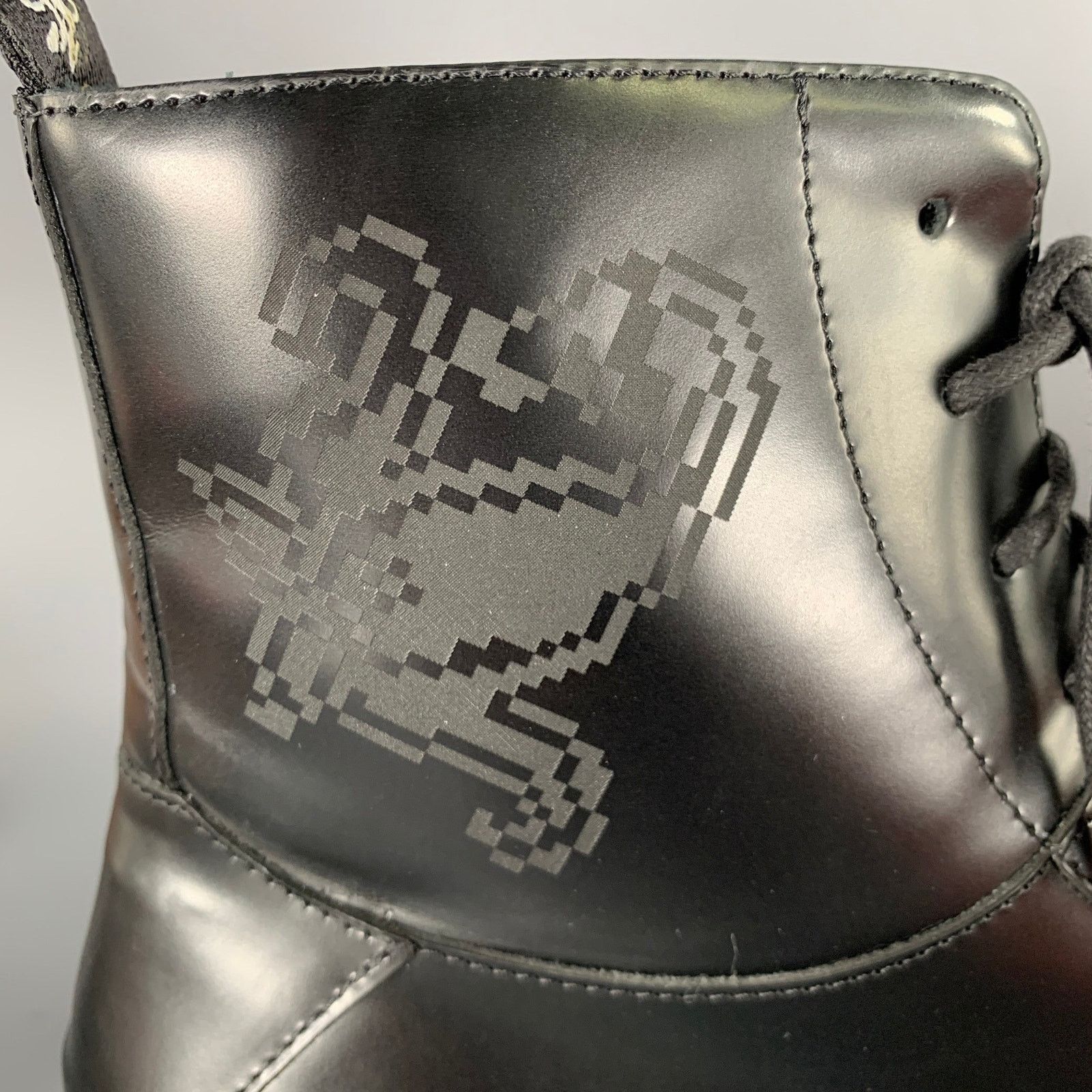 Etro ETRO Size 12 Black Leather Pixel Art Lace-Up Boots Size US 12 / EU 45 - 3 Thumbnail
