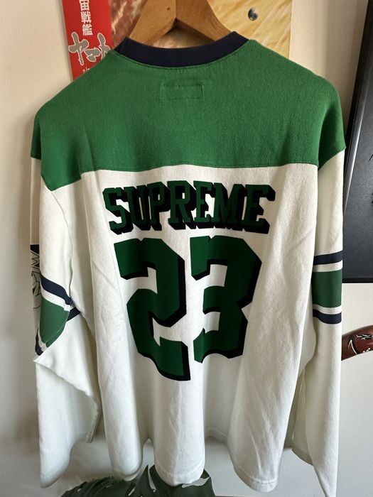 Supreme Supreme Bumblebee L/S Football Top Size M, White/Green