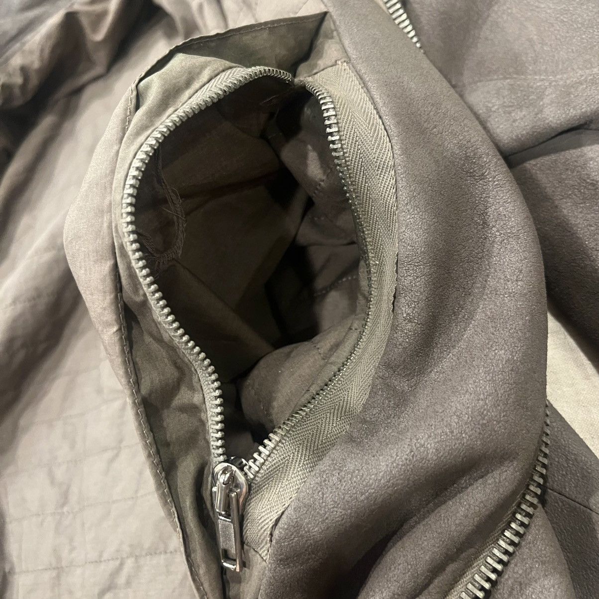 Rick Owens Rick Owens High Neck Intarsia Jacket in LBQ Lamb Suede, Dust Size US S / EU 44-46 / 1 - 12 Thumbnail