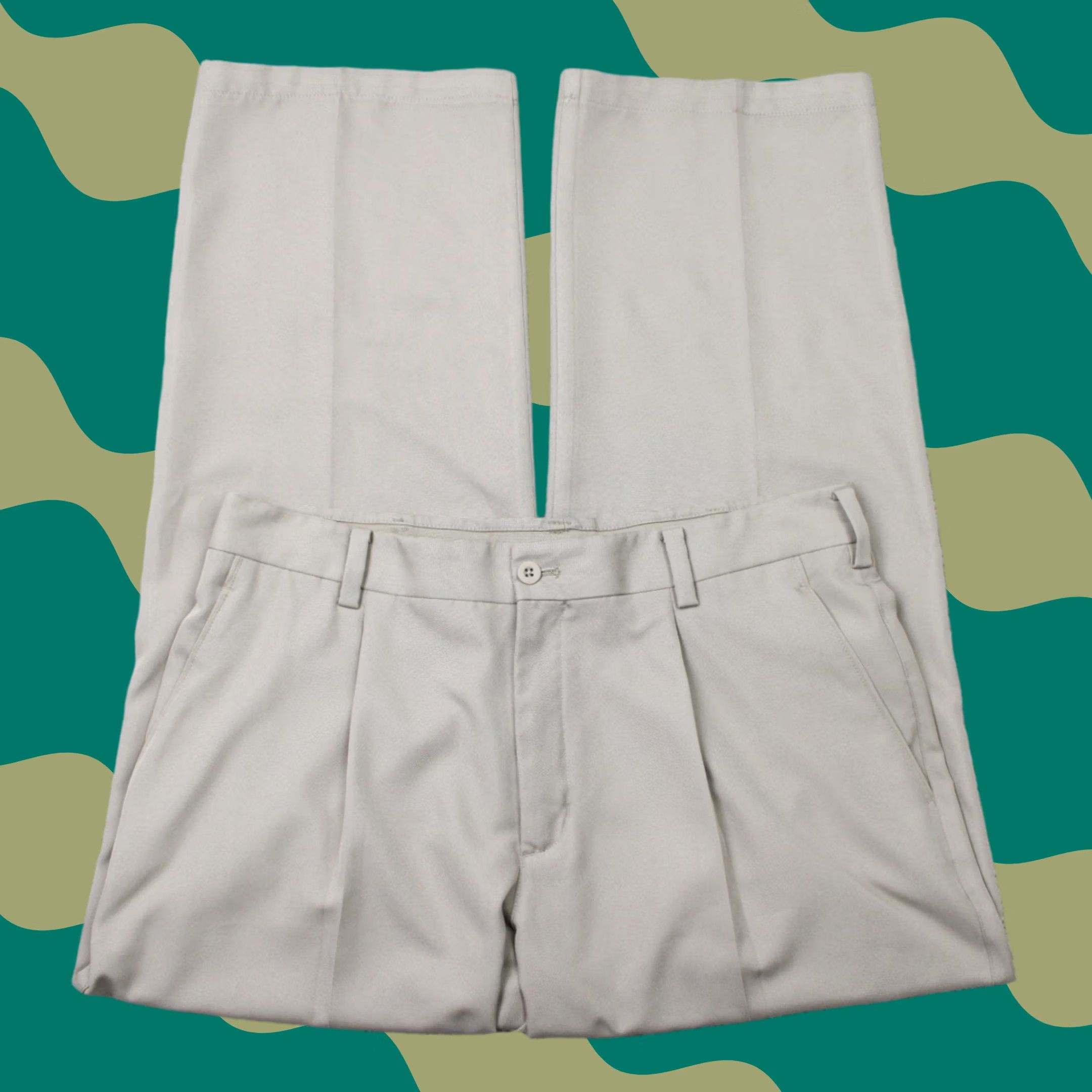 Nike Nike Pants Mens 34x28 Beige Pleated Straight Leg 100% Polyester Nike Dri-Fit 502553-235 Size US 34 / EU 50 - 1 Thumbnail