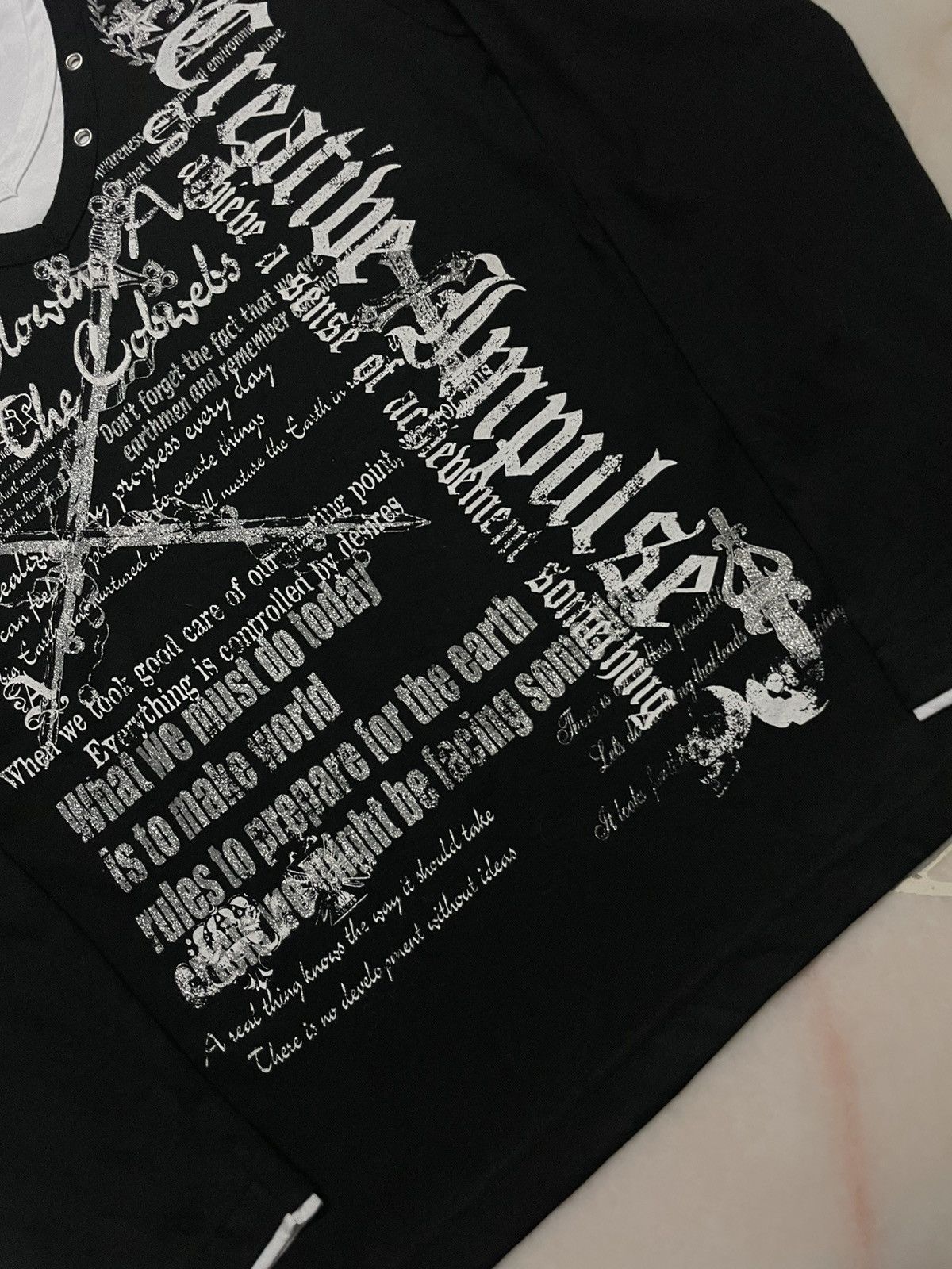 Seditionaries 💥 Black Label England Poem Gothic Punk VTshirt Double Layer Size US L / EU 52-54 / 3 - 6 Thumbnail