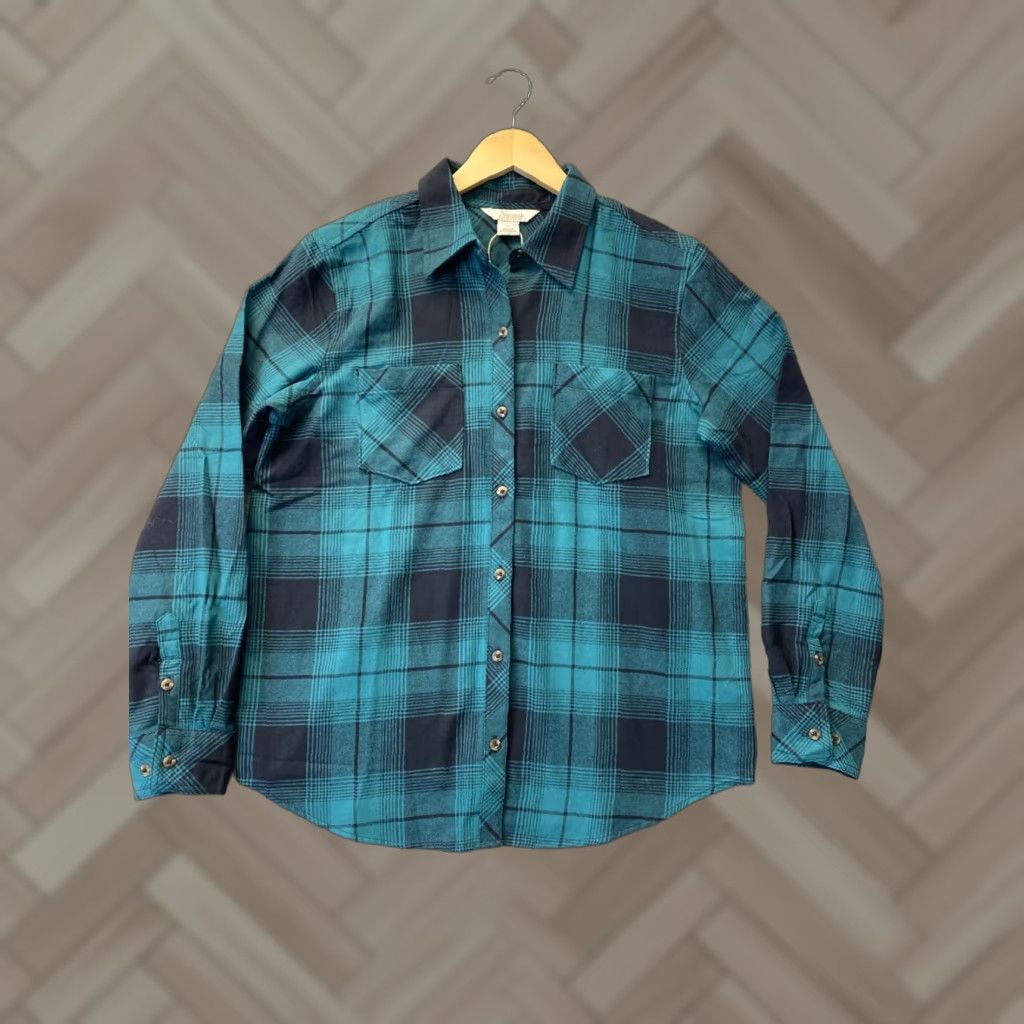 Vintage VINTAGE Natural Reflections Women's Shirt Long Sleeve Collared Plaid Button-Up Green 120-42 Size M / US 6-8 / IT 42-44 - 1 Thumbnail