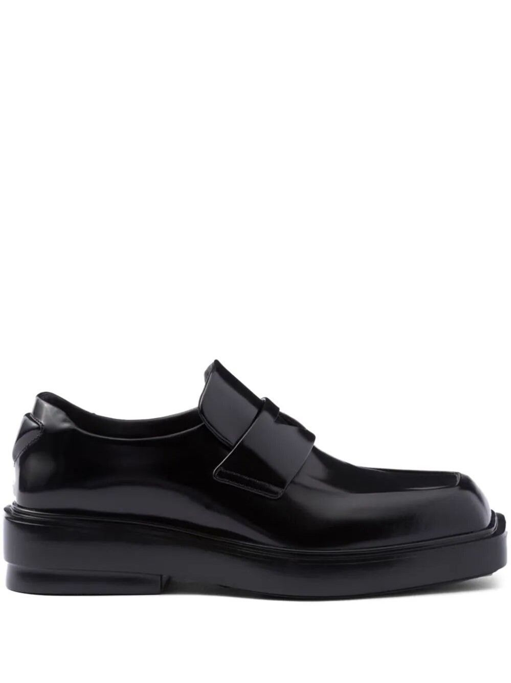 image of Prada Square-Toe Leather Loafers in Black, Women's (Size 9)