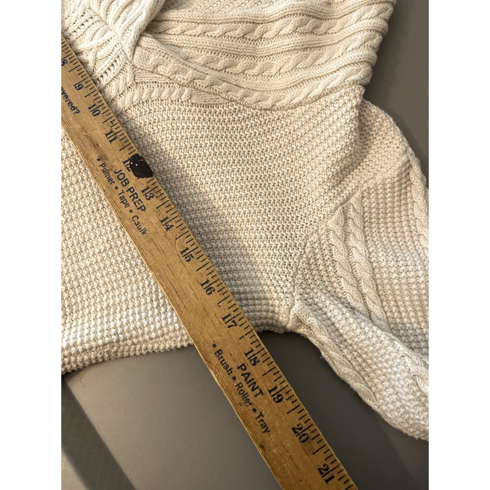 Nautica Nautica Women's Medium Ivory Cable-Knit Shawl Neck Sweater Size M / US 6-8 / IT 42-44 - 5 Thumbnail