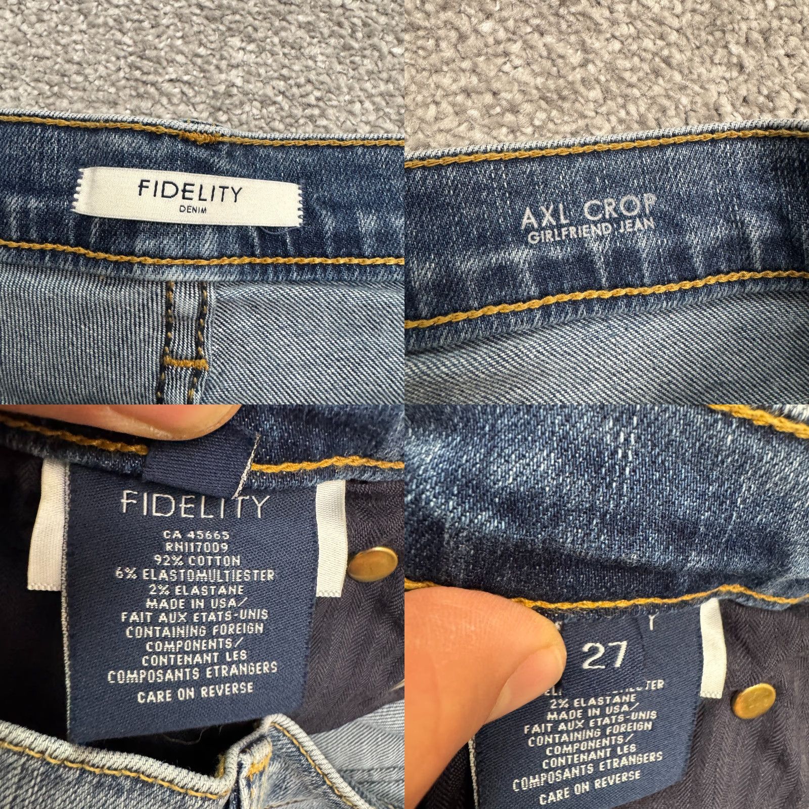 Vintage Fidelity Denim AXL Crop Girlfriend Jeans Womens 27 Blue Denim Stretch Medium Cropped 5-Pocket City Outdoor Vintage No WOMENS Size 27" / US 4 / IT 40 - 8 Thumbnail