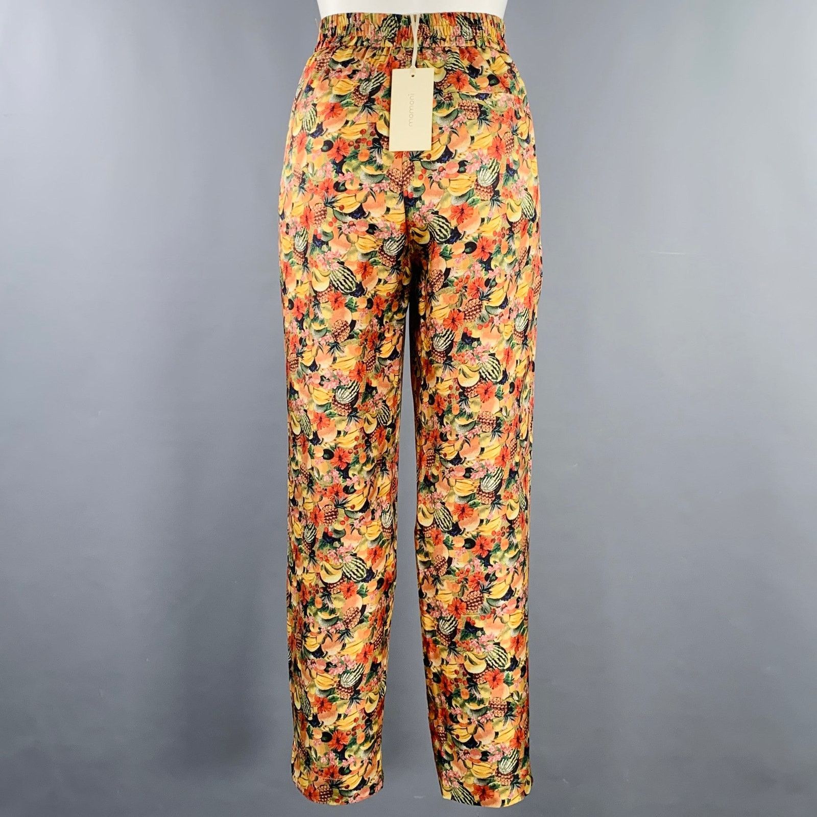Other MOMONI Multi Color Silk Fruits Elastic Waistband Pants Size 30" / US 8 / IT 44 - 3 Thumbnail