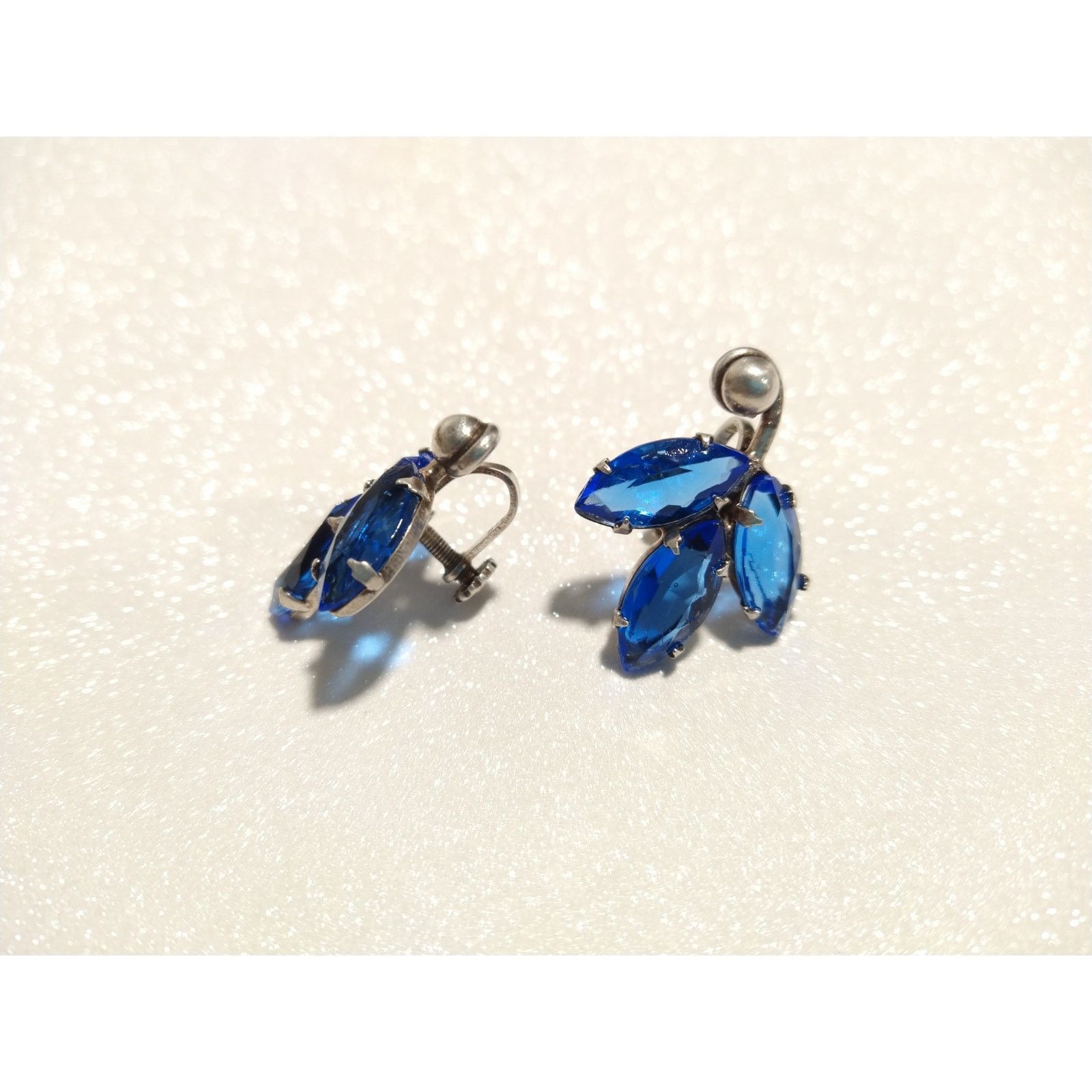 The Unbranded Brand Vintage Blue Crystal Solid Sterling Silver 925 Stud Earrings Size ONE SIZE - 6 Thumbnail